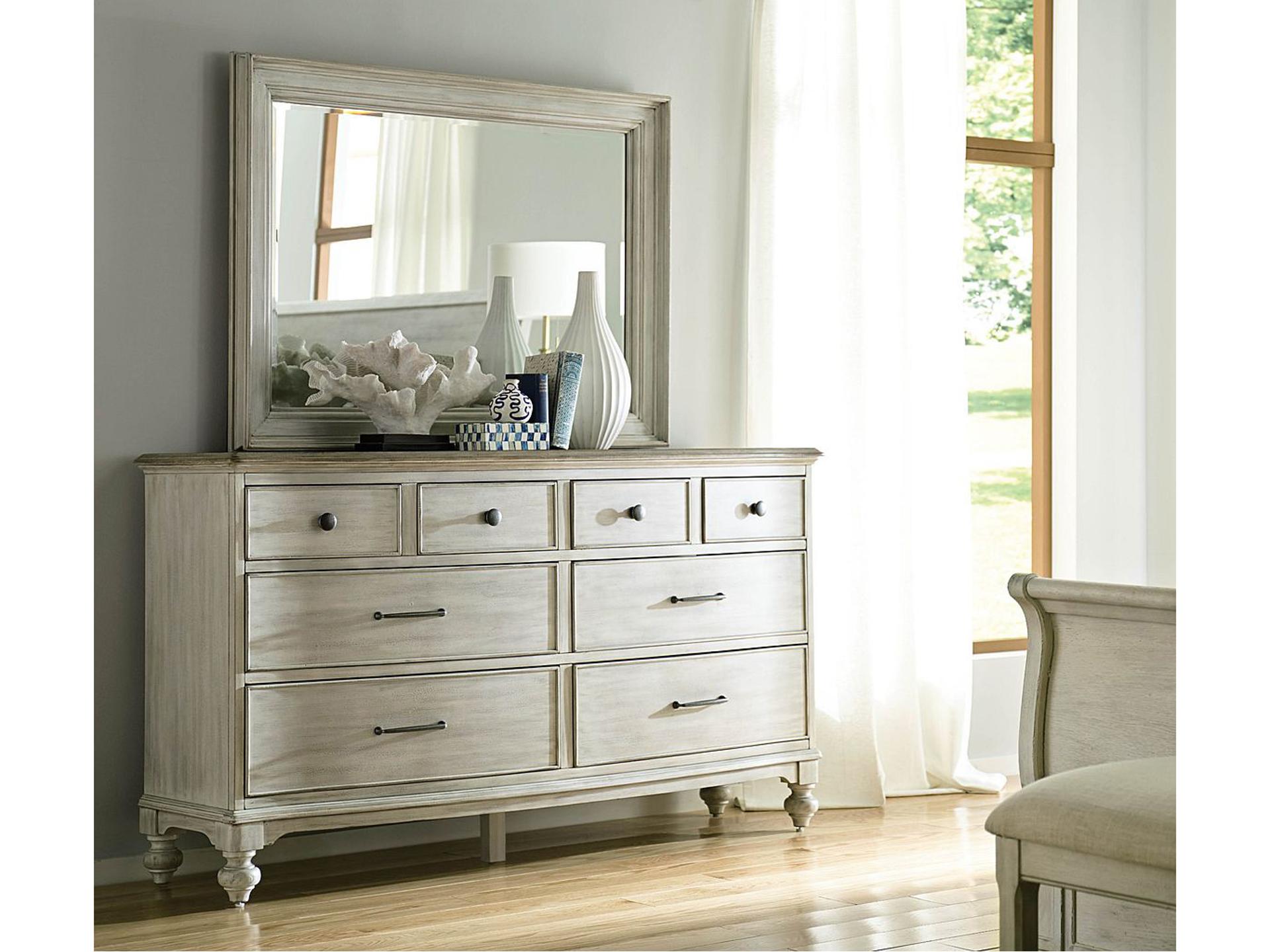 Litchfield White Hardwood Double Dresser with Mirror