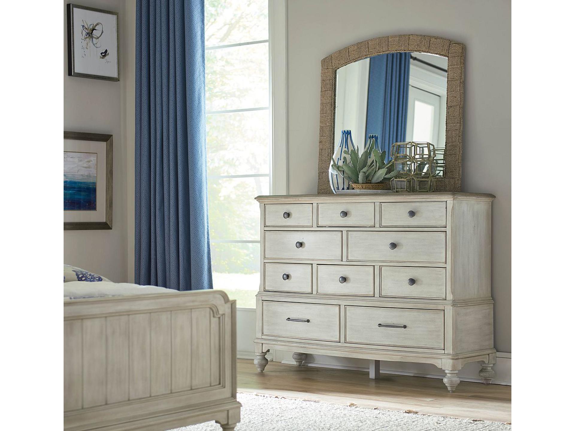 Litchfield White Hardwood Double Dresser with Mirror