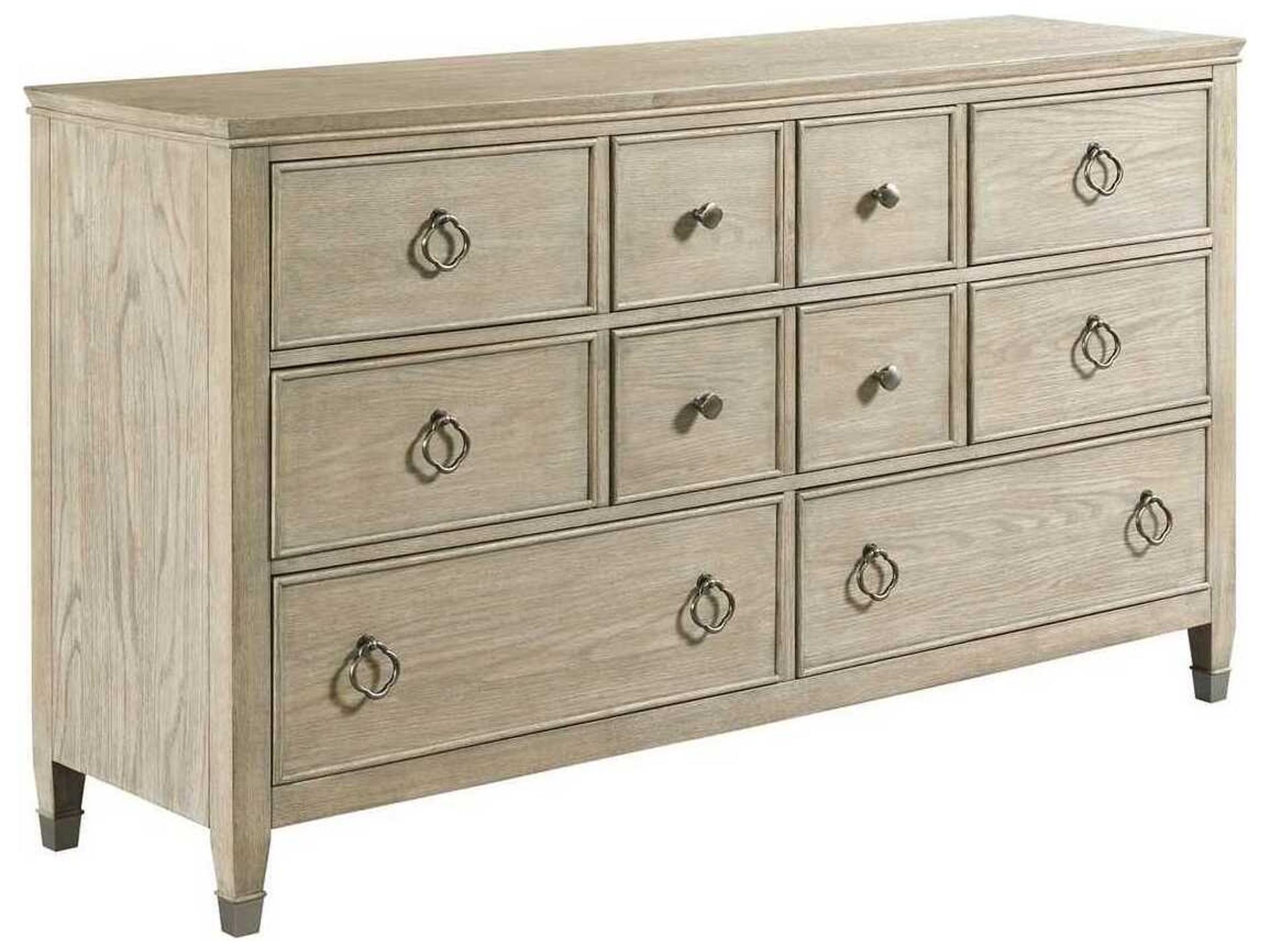 Fremont 10-Drawer Dresser Vista Collection Soft Gray White Oak