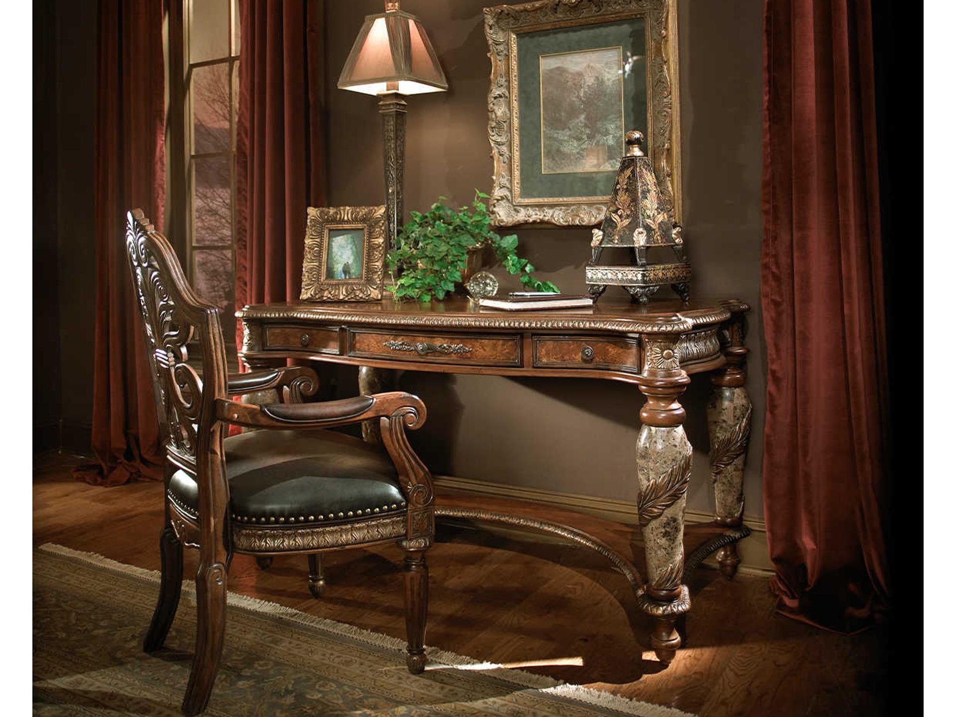 Michael Amini Villa Valencia Brown Leather Office Chair