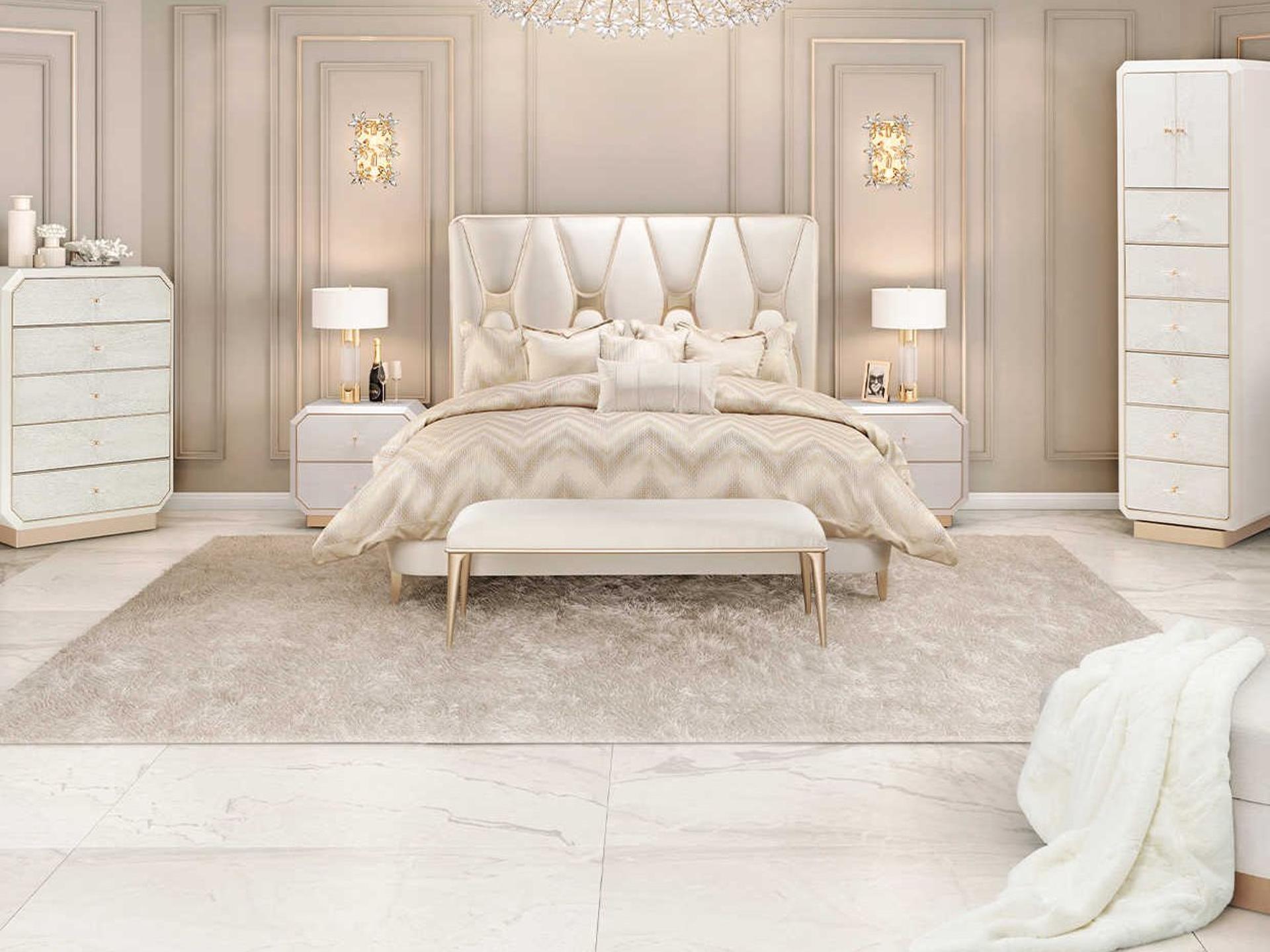 La Rachelle Queen Upholstered Panel Bed Medium Champagne