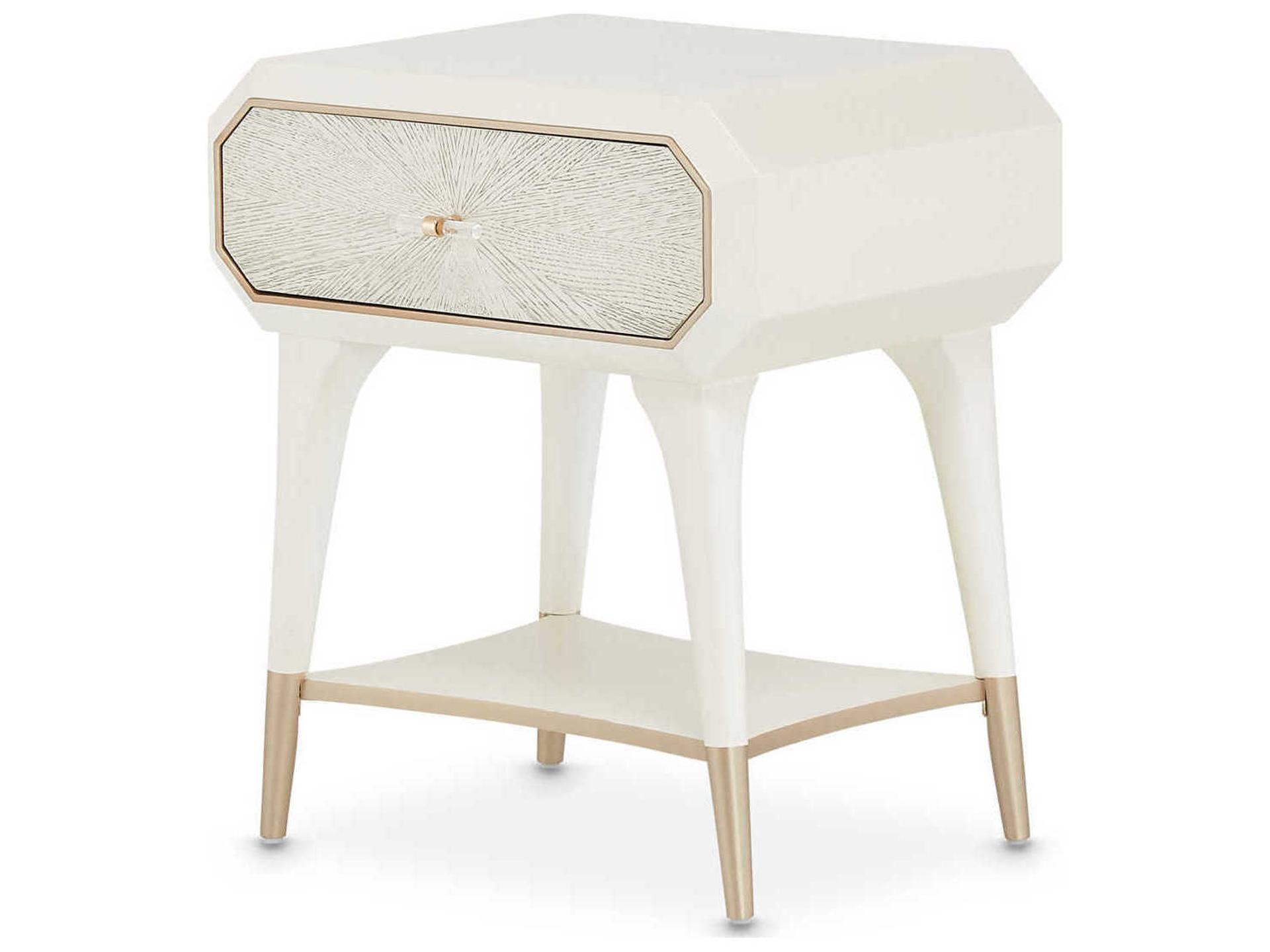 Michael Amini La Rachelle 1-Drawer White Birch Wood Nightstand