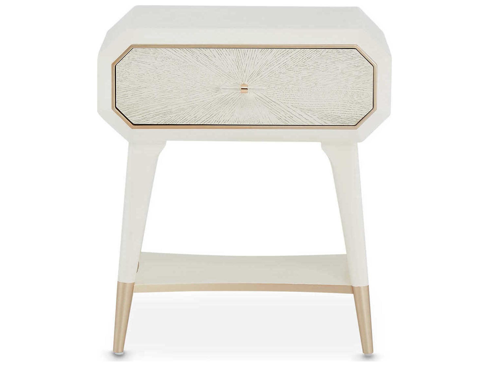 Michael Amini La Rachelle 1-Drawer White Birch Wood Nightstand