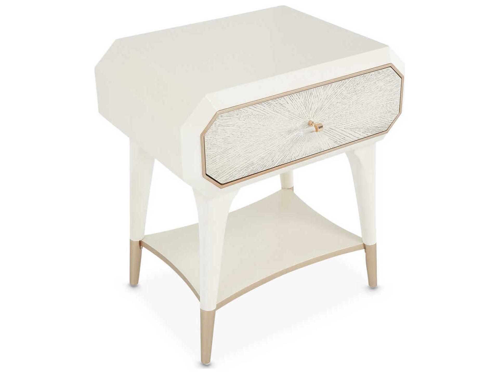 Michael Amini La Rachelle 1-Drawer White Birch Wood Nightstand