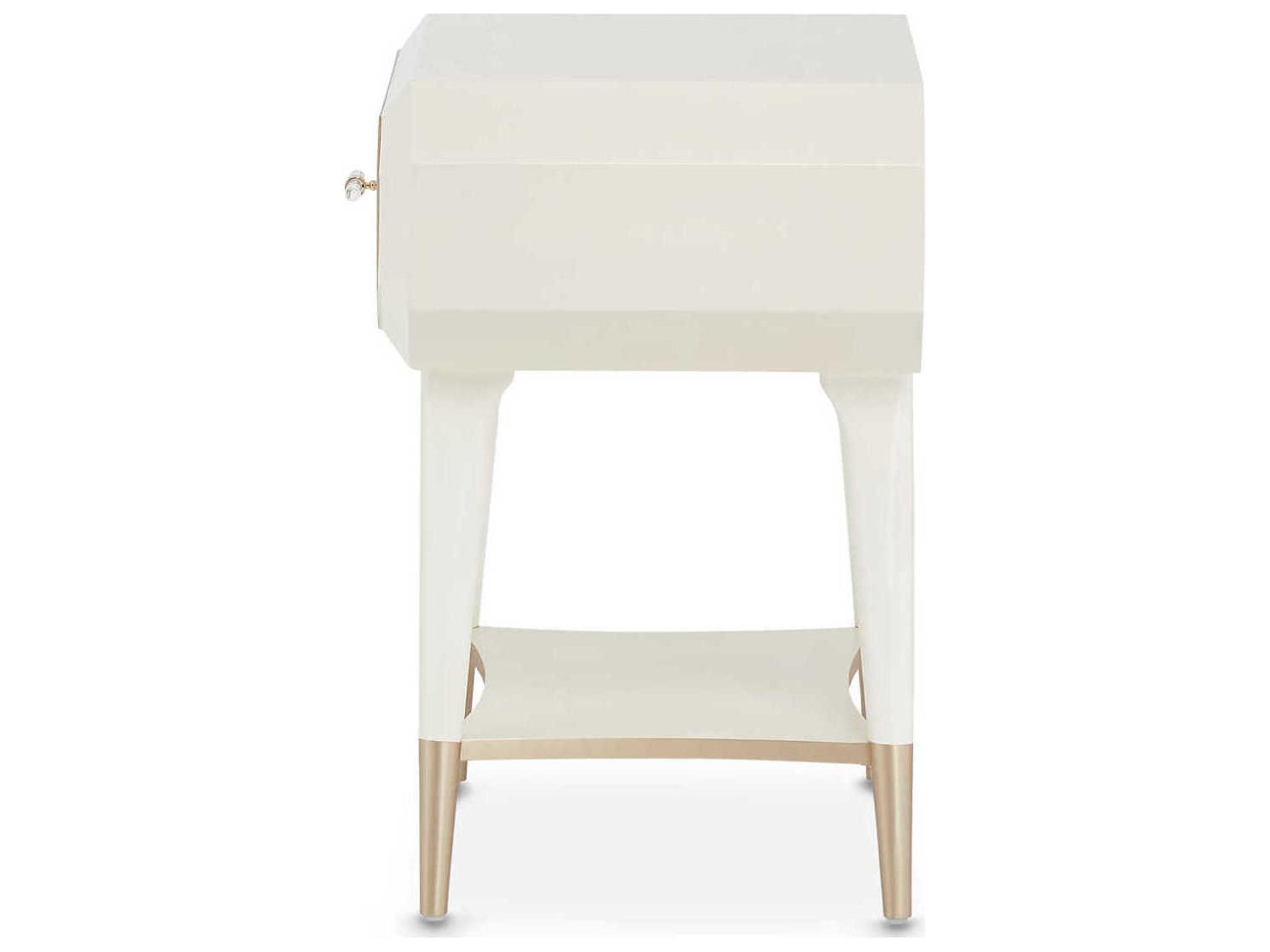 Michael Amini La Rachelle 1-Drawer White Birch Wood Nightstand