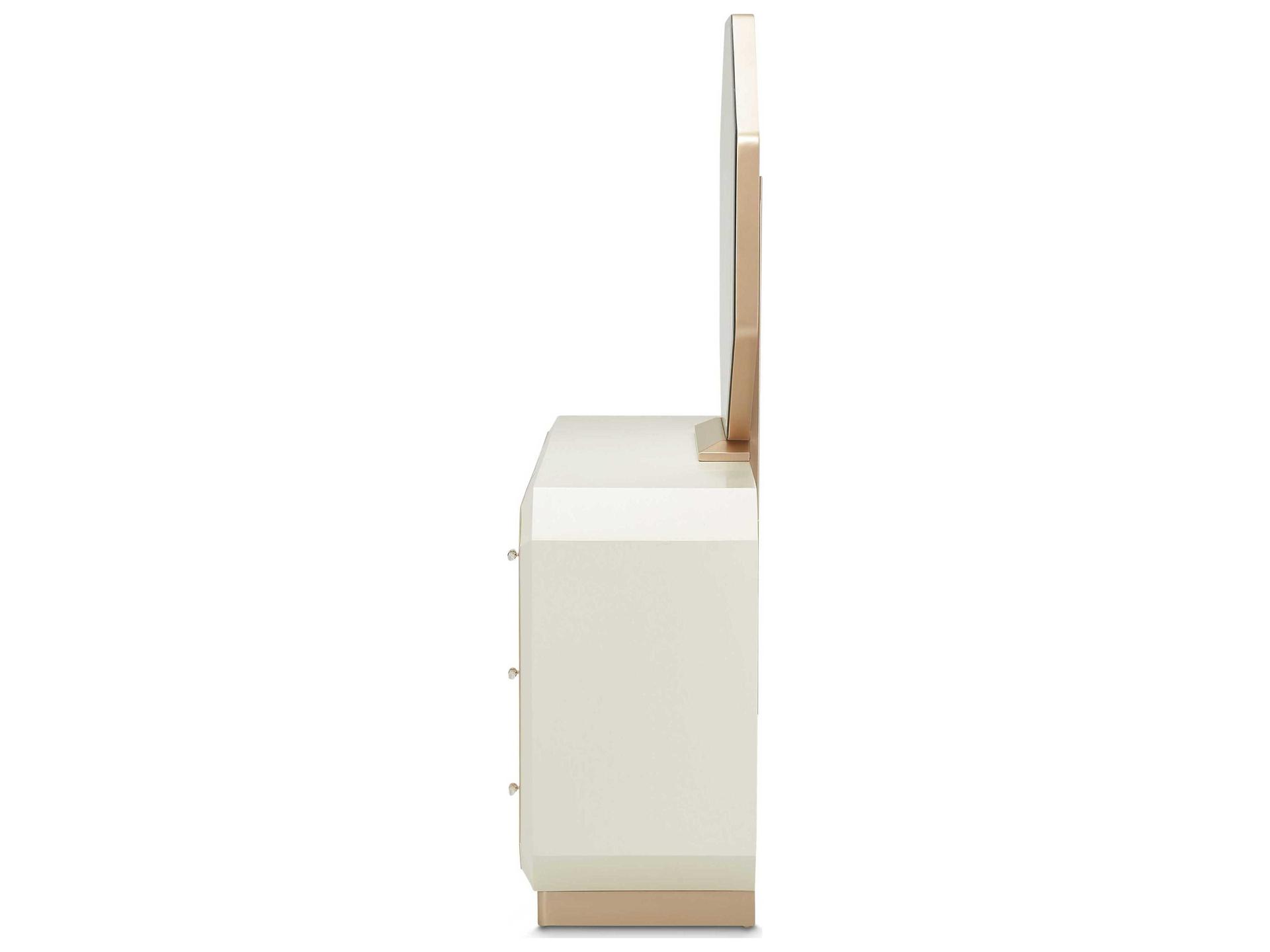 Michael Amini La Rachelle 9-Drawers White Birch Wood Triple Dresser with Mirror Set