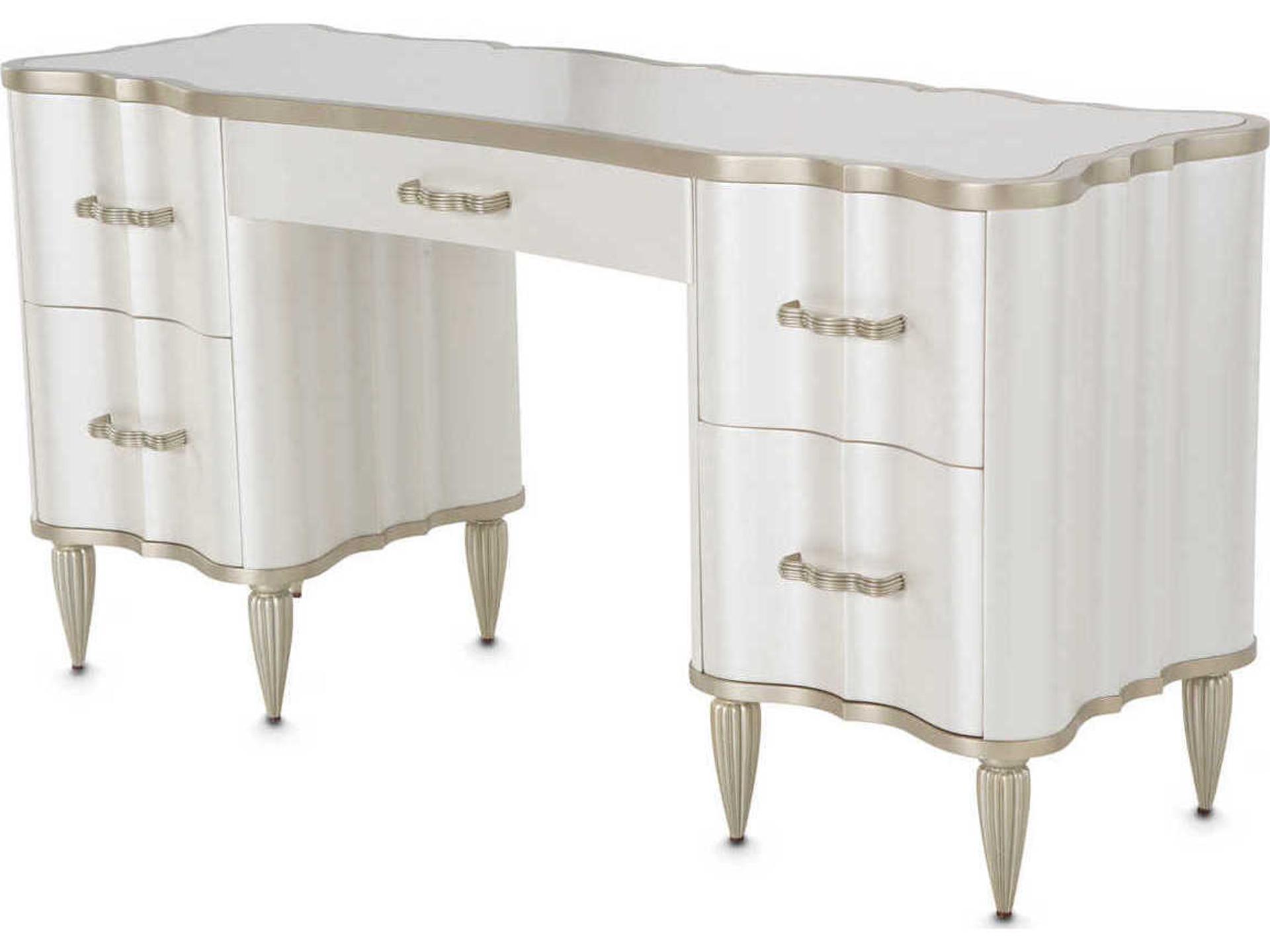 Michael Amini London Place Creamy Pearl Poplar Wood Vanity Table