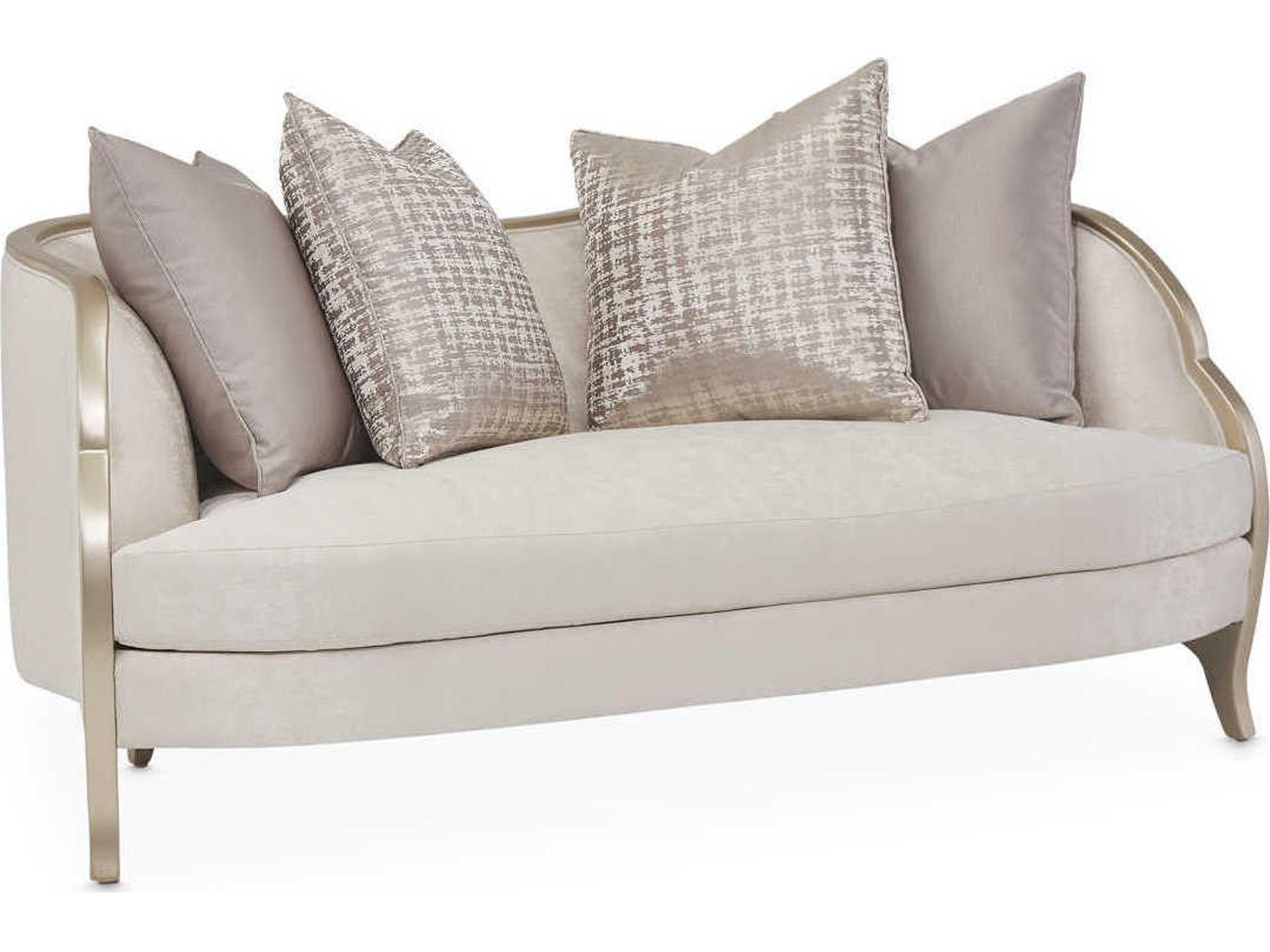 Malibu Crest Cloud White Upholstered Loveseat with Chardonnay Trim