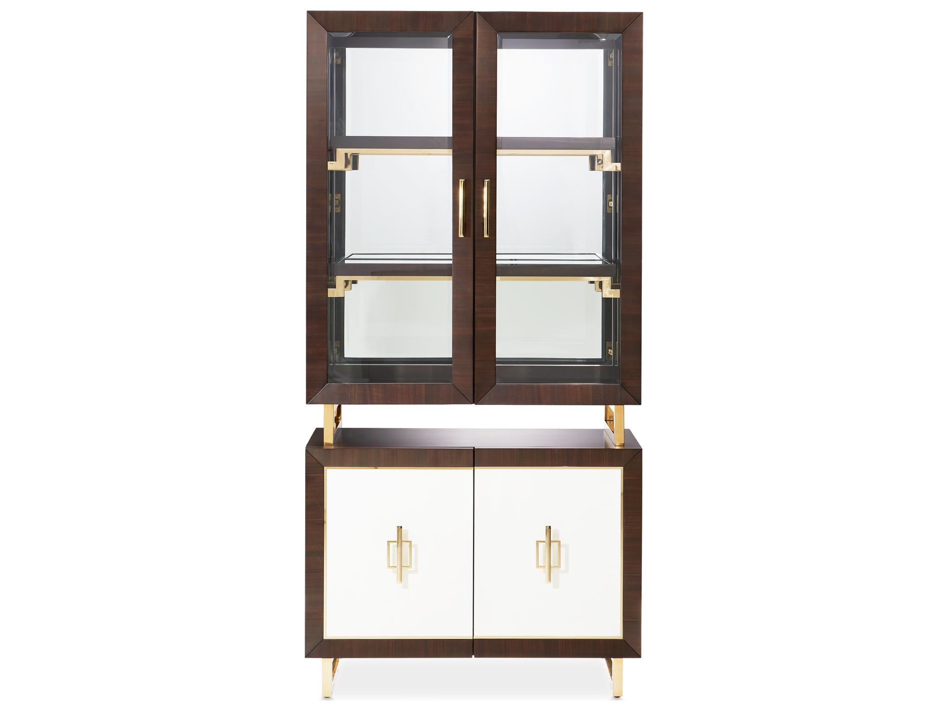 Belmont Place Display Cabinet in Espresso with Gold Accents