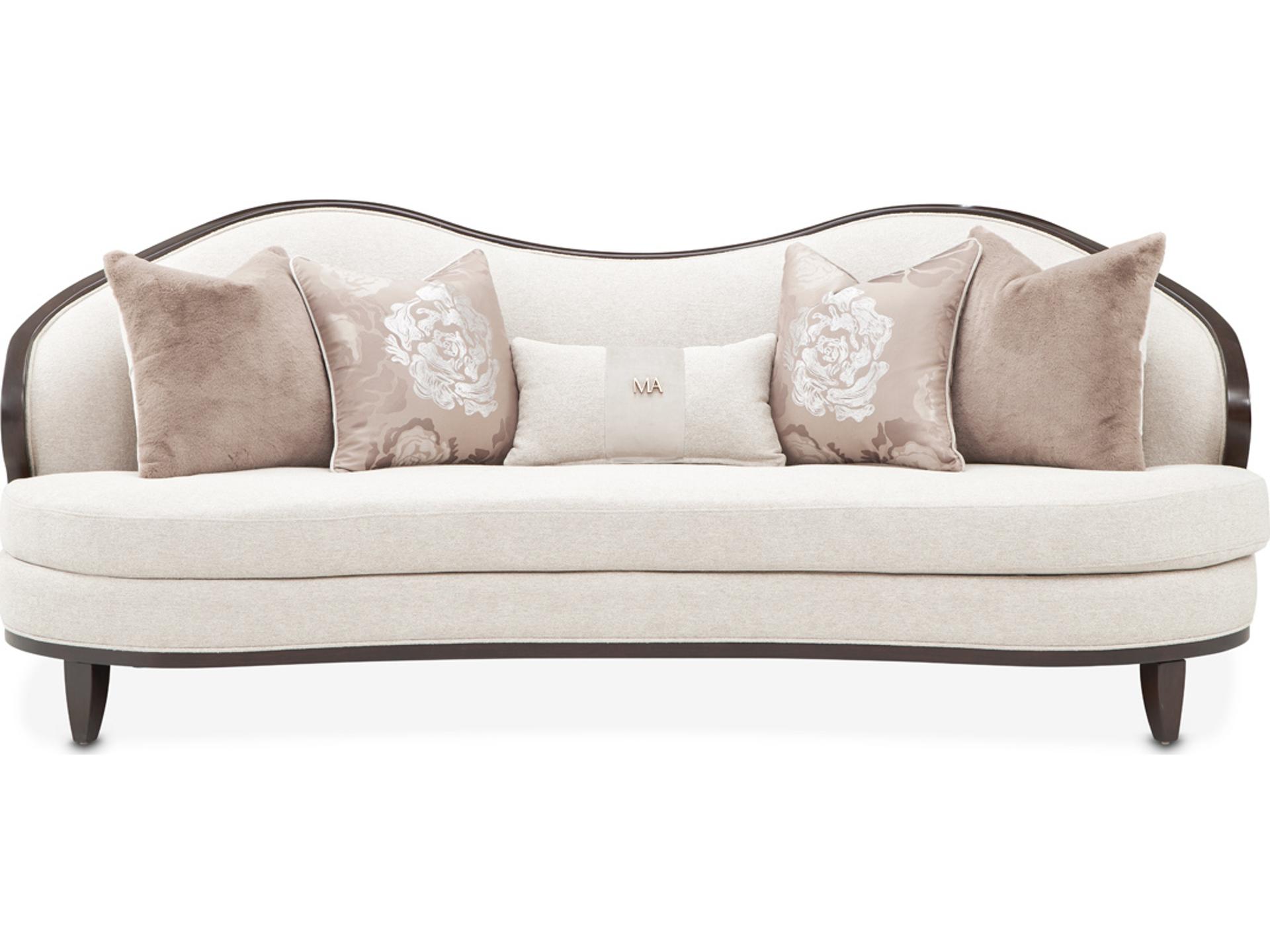 Camellia Field 3-Seat Chenille Sofa in Linen Beige Warm Pecan