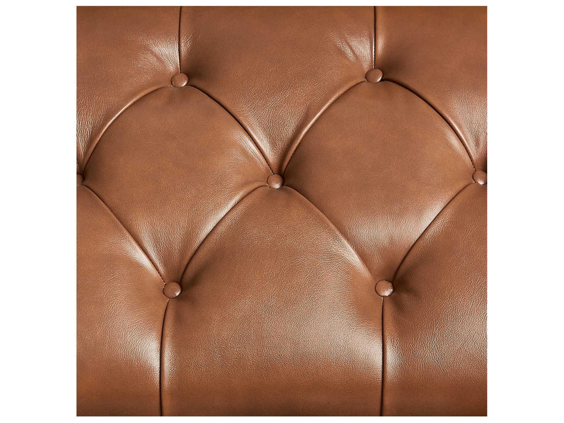 Michael Amini Cortina Honey Walnut Brown Faux Leather Accent Bench