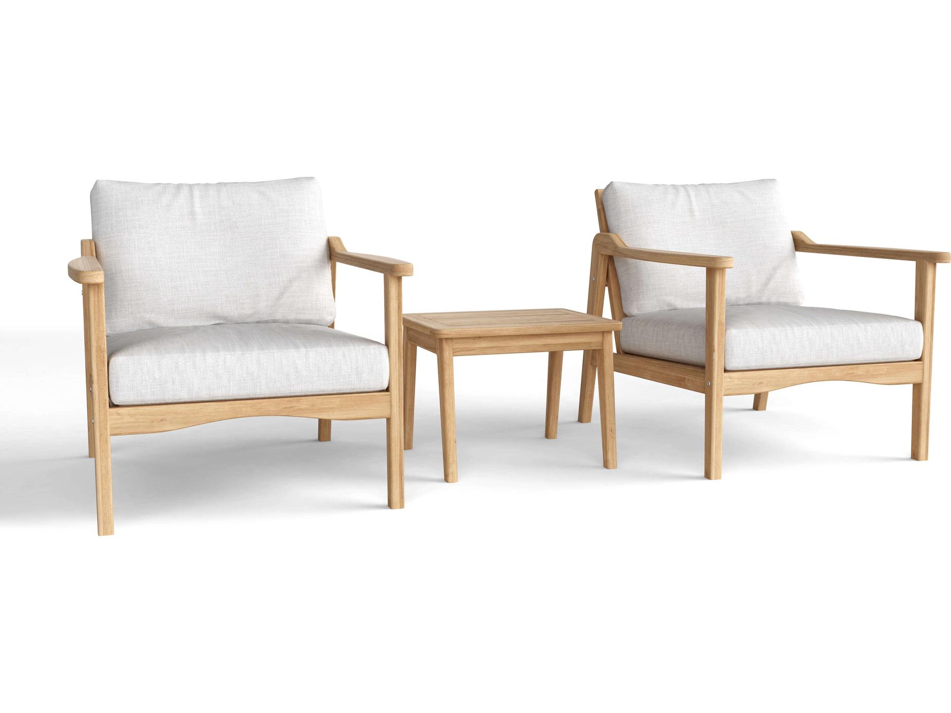 Amalfi Relax 3-Piece Outdoor Deep Seating Lounge Set with Sunbrella Cushions