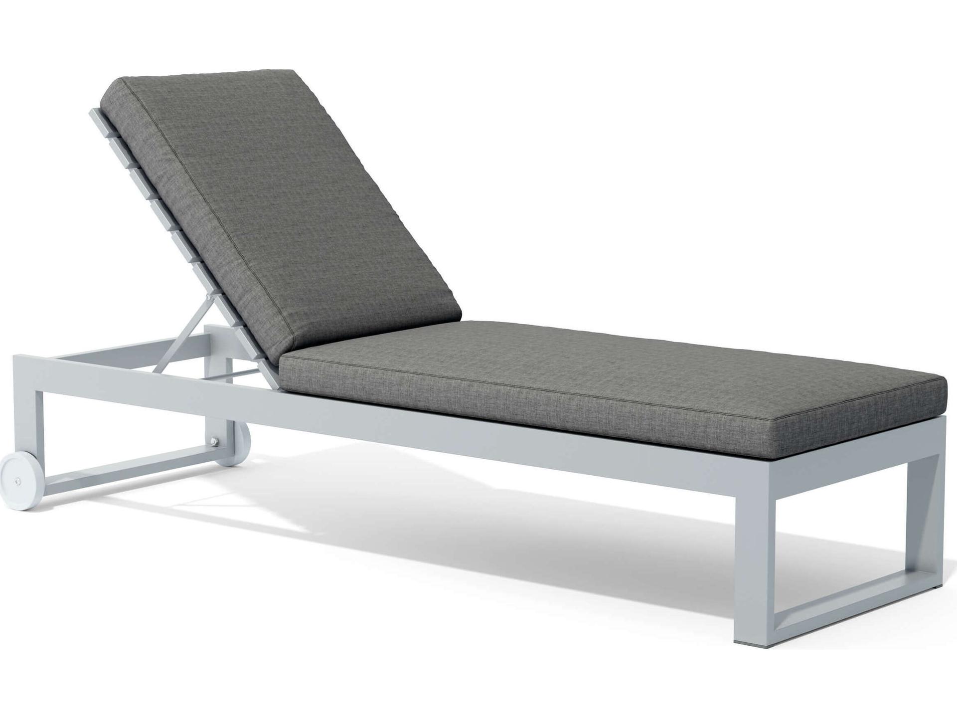 Lucca Sun Lounger Adjustable Outdoor Chaise with Wheels in Dark Grey