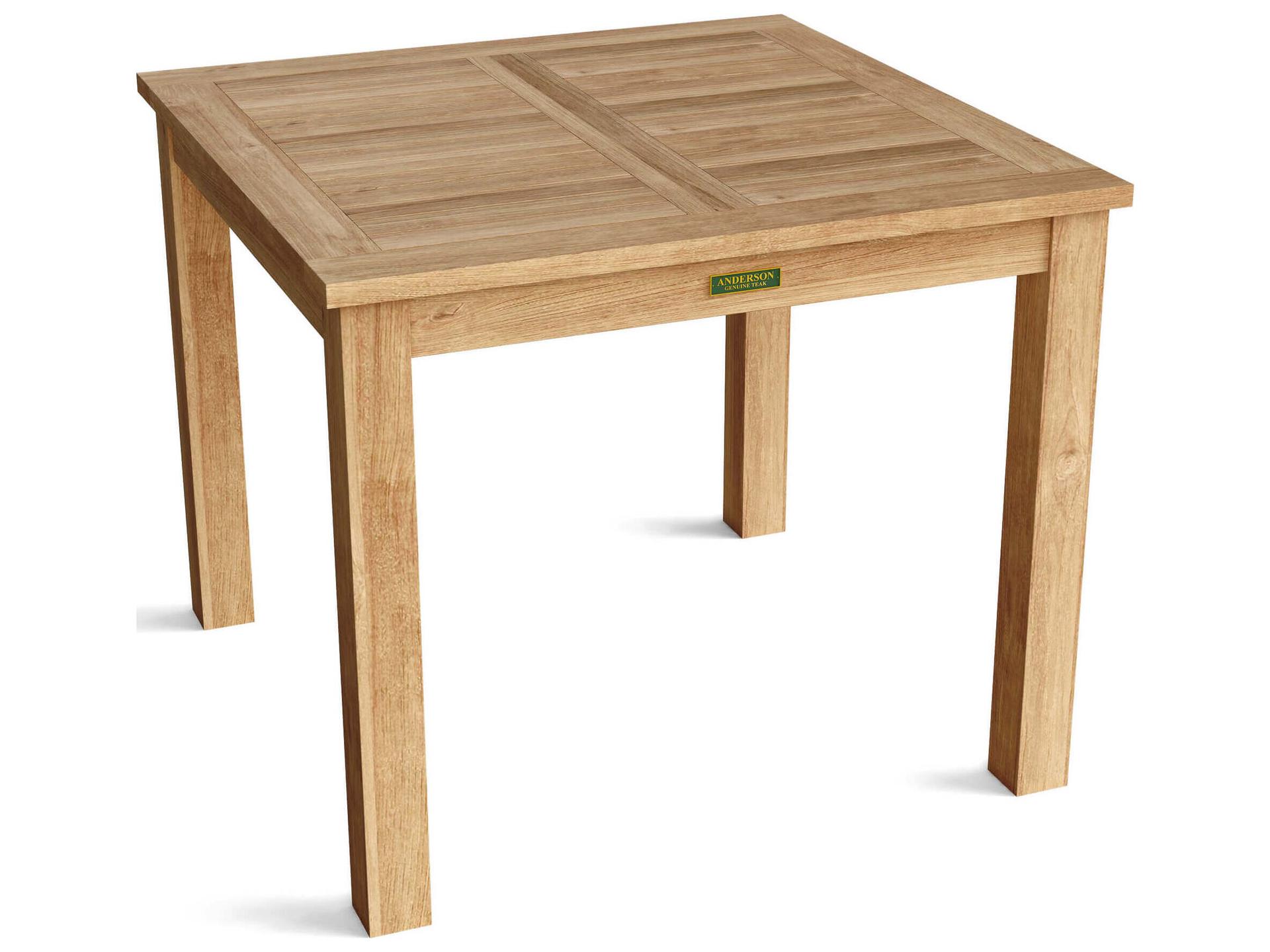 Bahama 35-Inch Square Outdoor Dining Table in Natural Teak