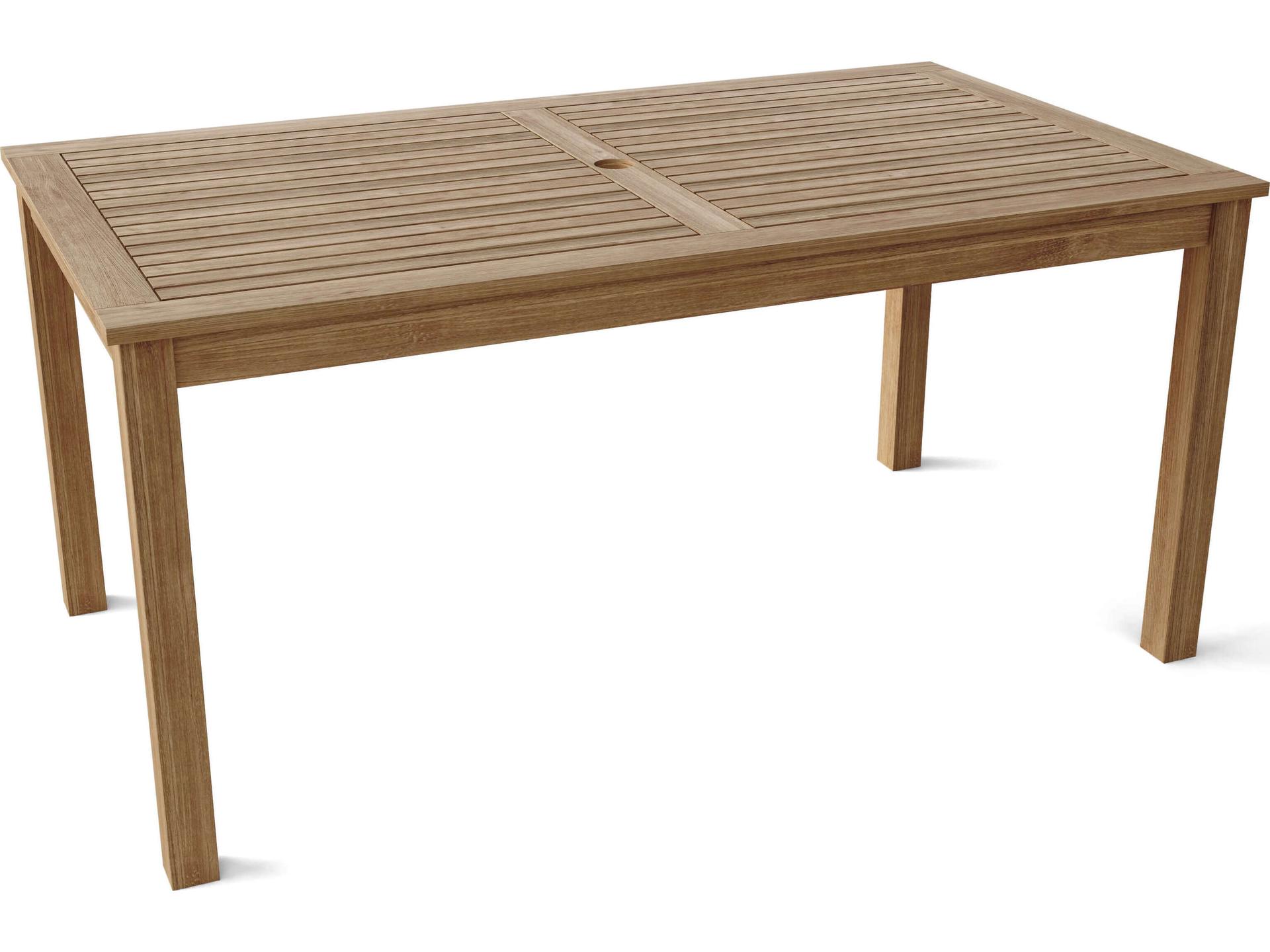 65-Inch Rectangle Dining Table in Natural Teak Wood