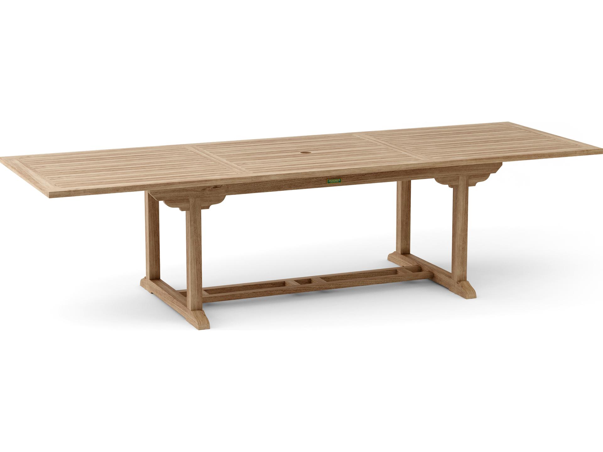 Bahama 10-Foot Rectangular Extension Dining Table in Natural Teak