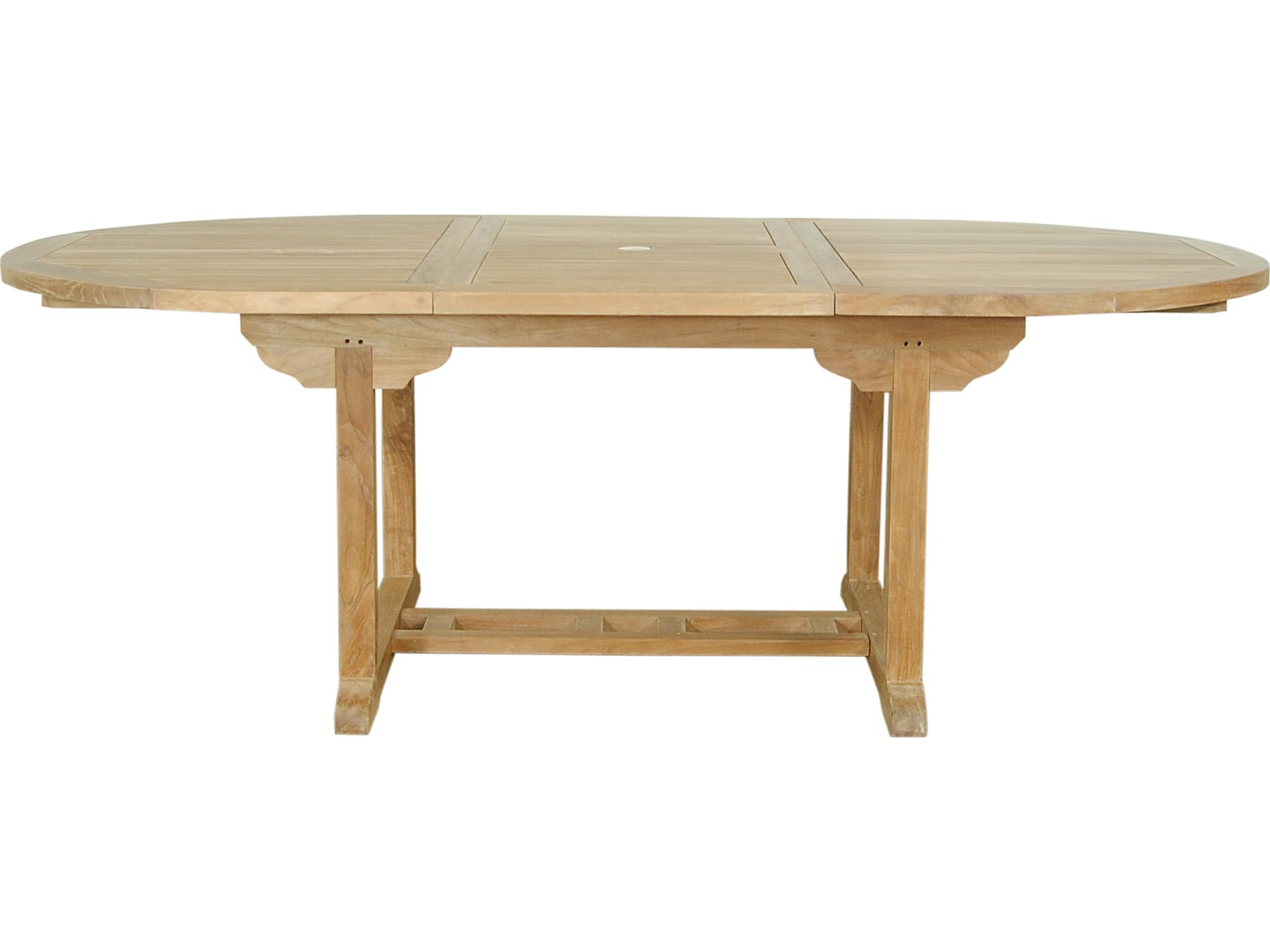 Bahama 87-Inch Oval Extension Dining Table in Natural Teak Wood