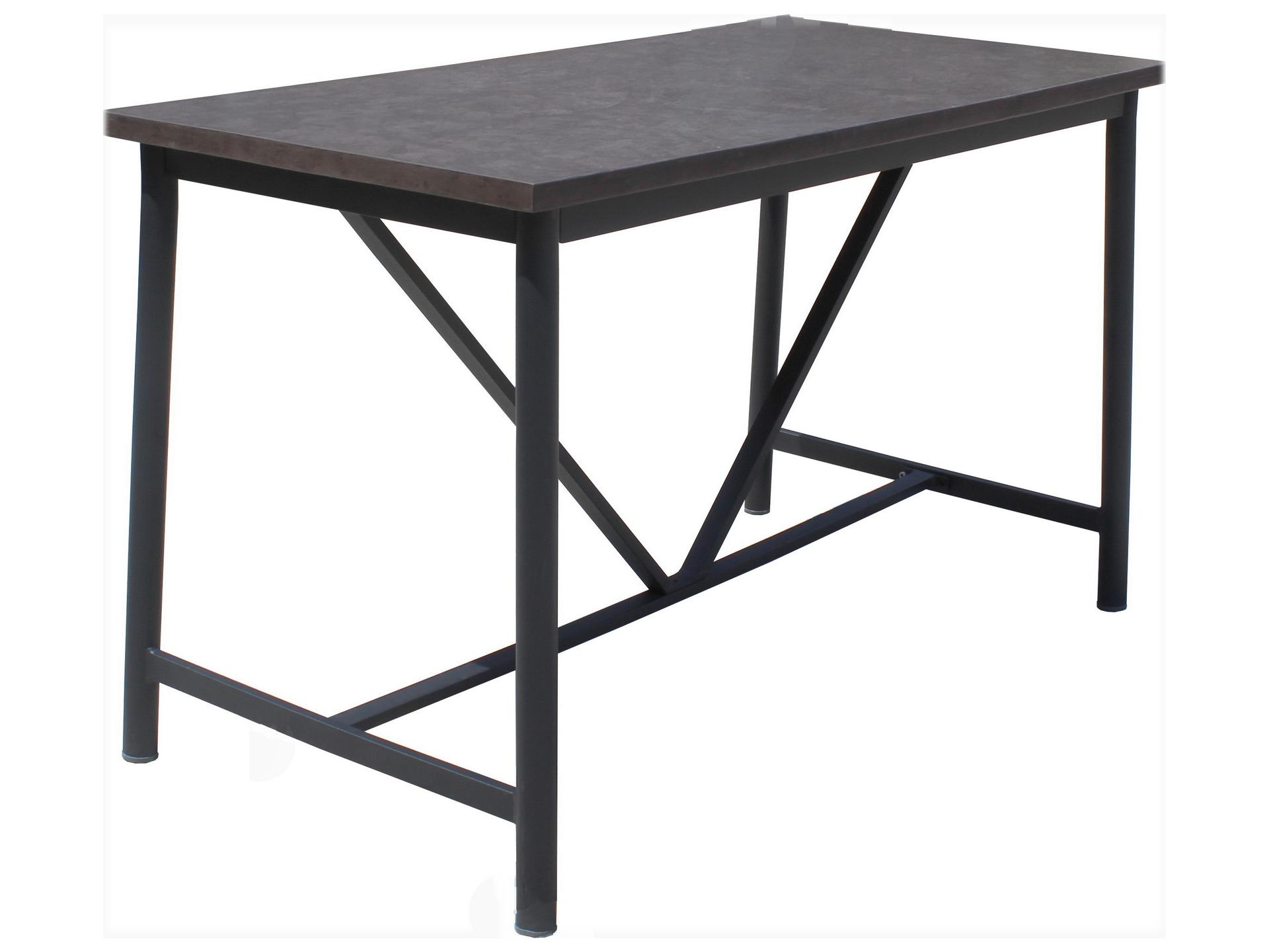 Jasper Rectangle 59-Inch Outdoor Counter Table in Lava Concrete and Black Aluminum