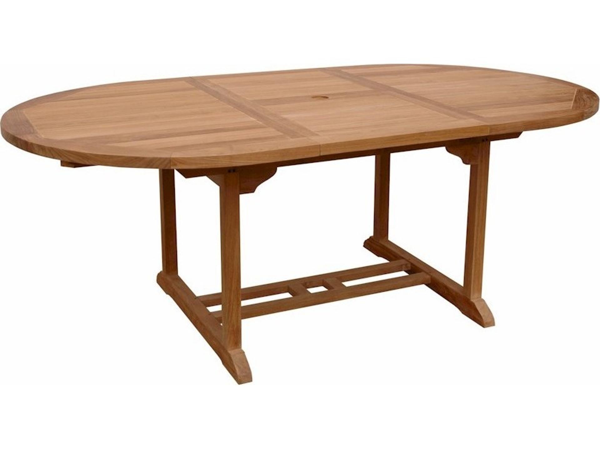 Bahama 71-Inch Oval Extendable Dining Table in Natural Teak Wood