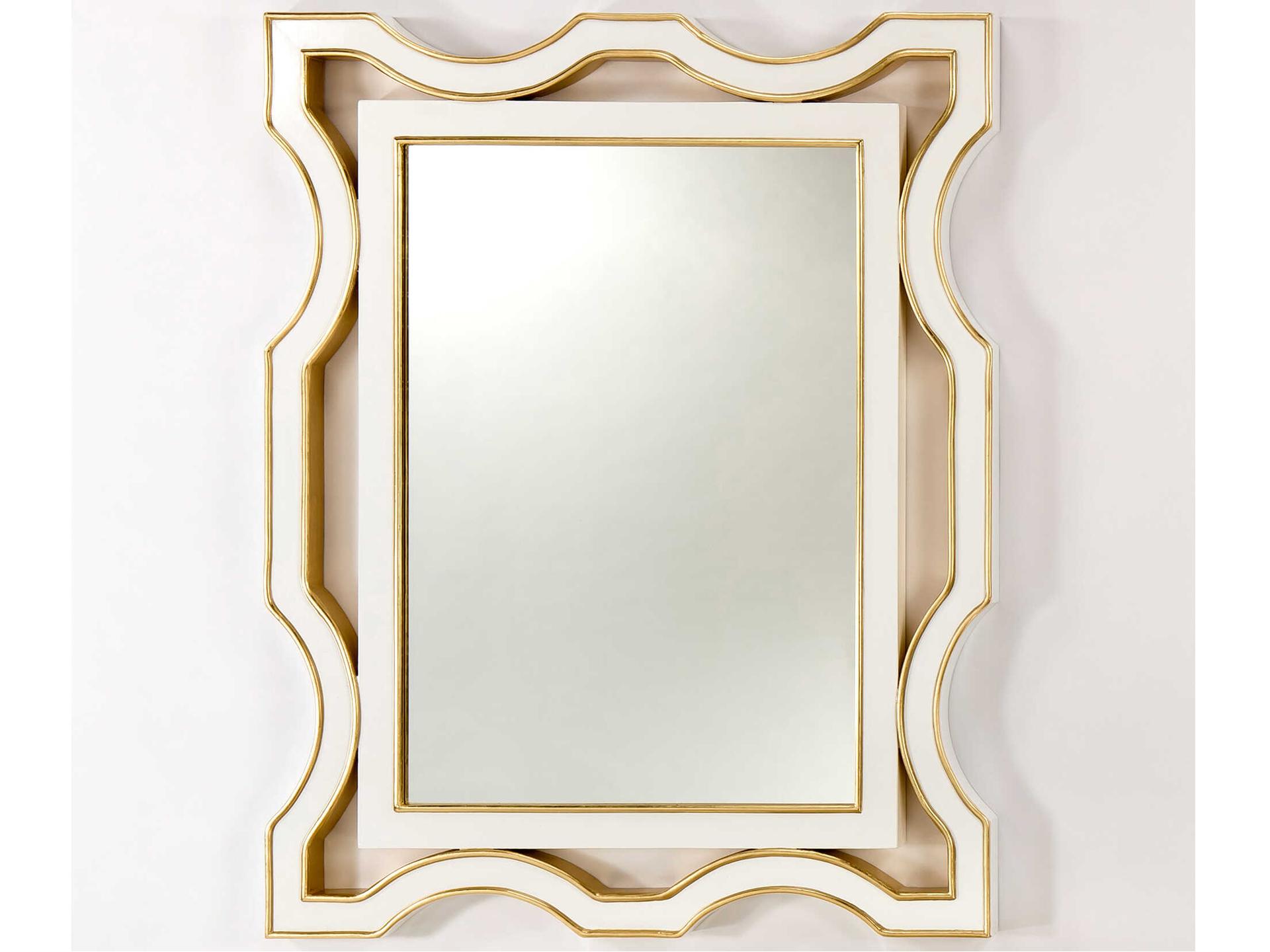 Rectangular Wall Mirror White Semi Gloss with Bright Goldleaf Edging