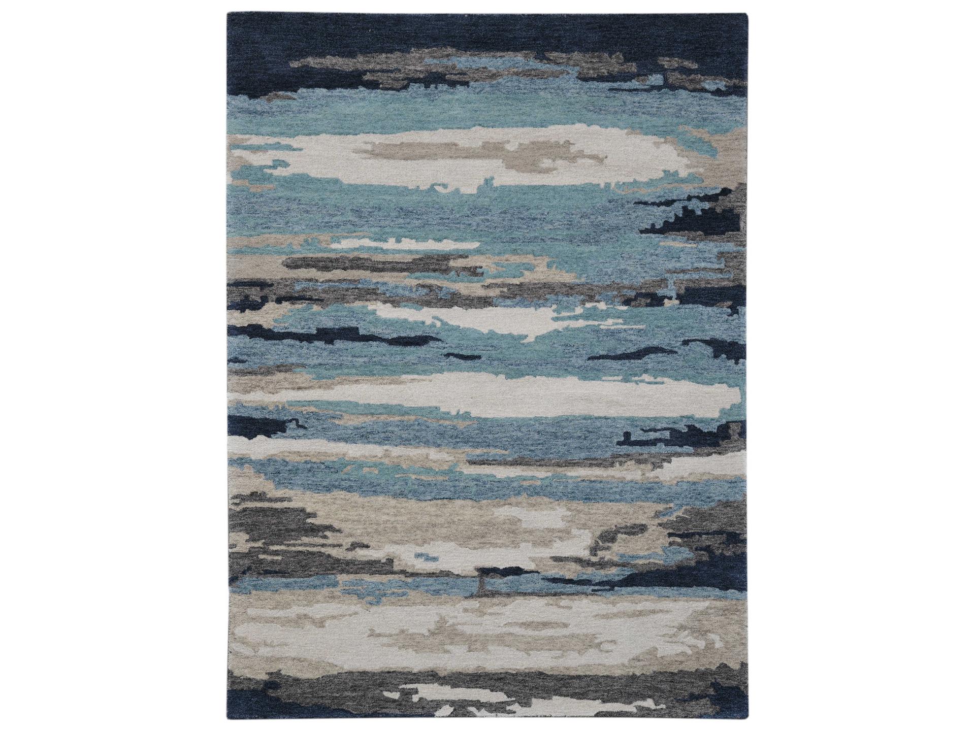 Abstract ABS-4 Abstract Wool Viscose Hand-Tufted Area Rug Blue