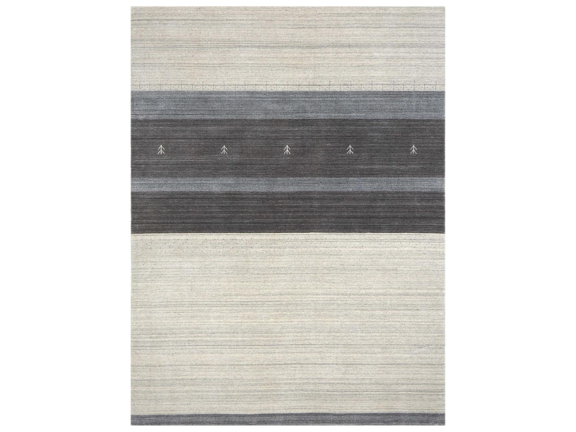 Blend Geometric Hand-Woven Wool and Viscose Area Rug in Ivory