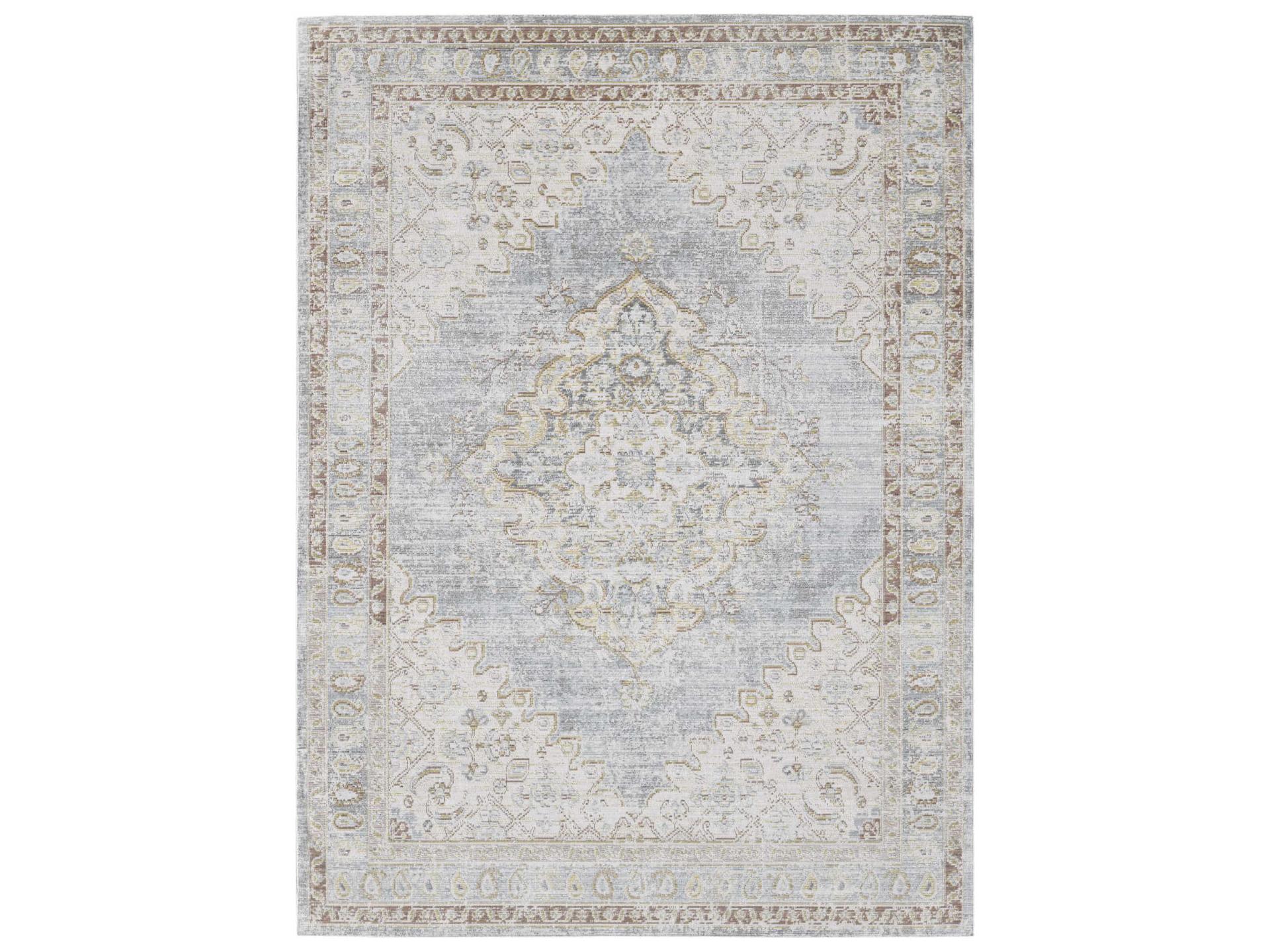 Century Vintage Medallion Area Rug in Taupe Grey Blue