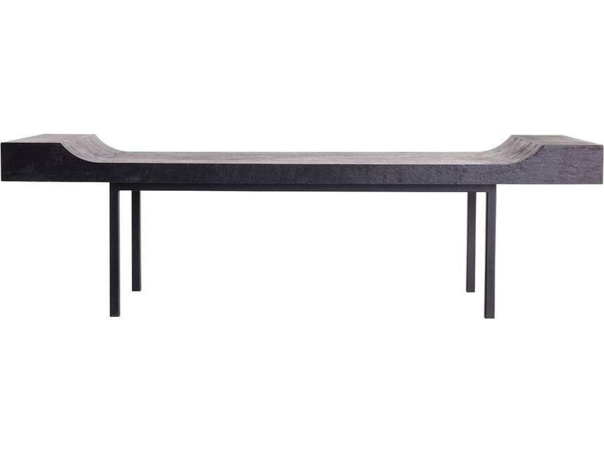 Lanny Bench Blackened Iron and Wood Modern