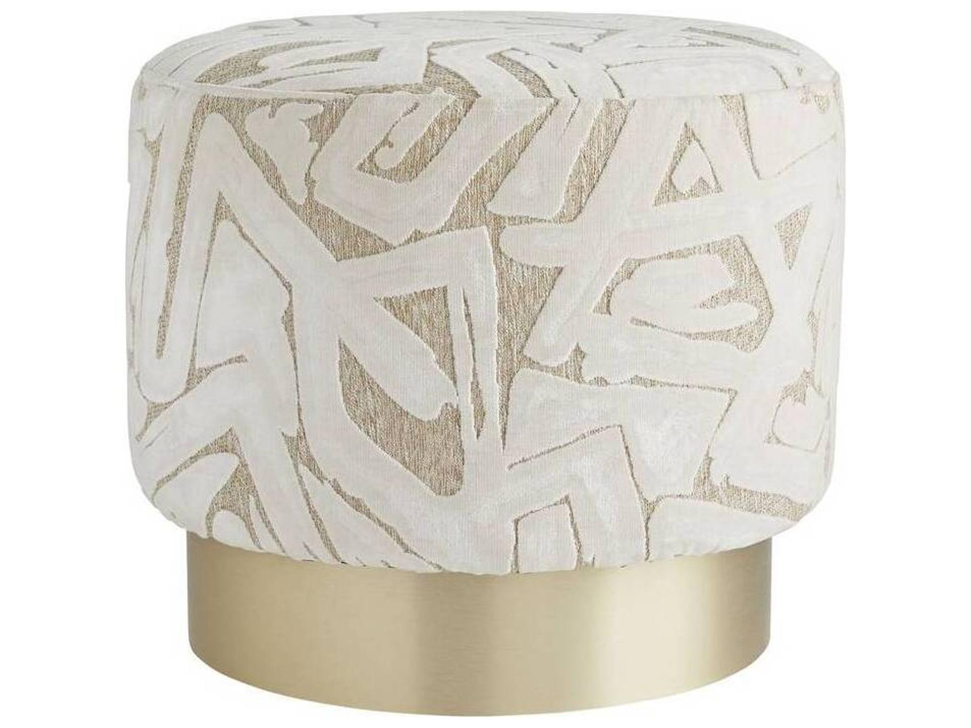 Avalon Swivel Ottoman in Embroidered Swiss Coffee Velvet