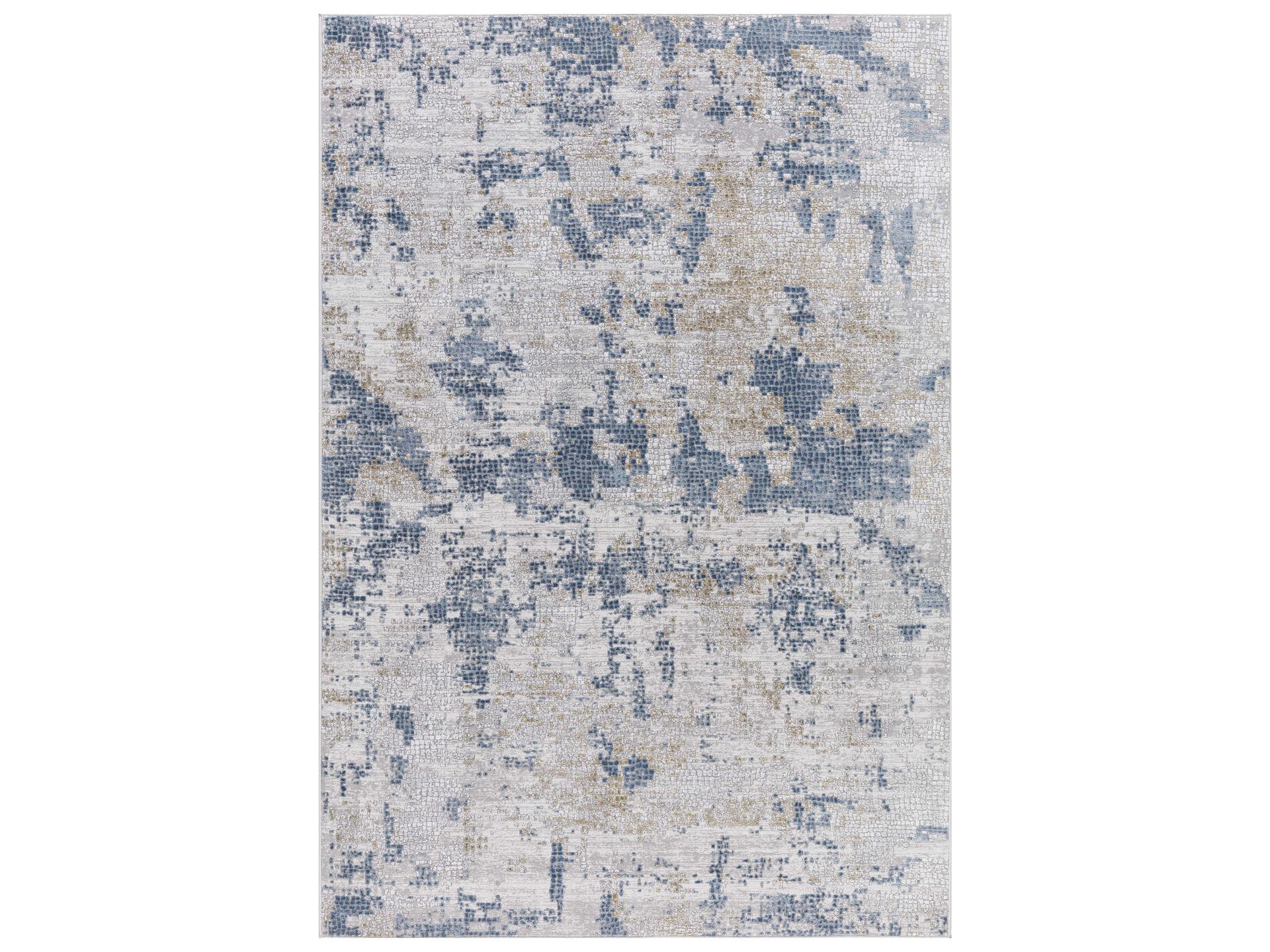 Hamilton Abstract Area Rug in Ivory and Blue