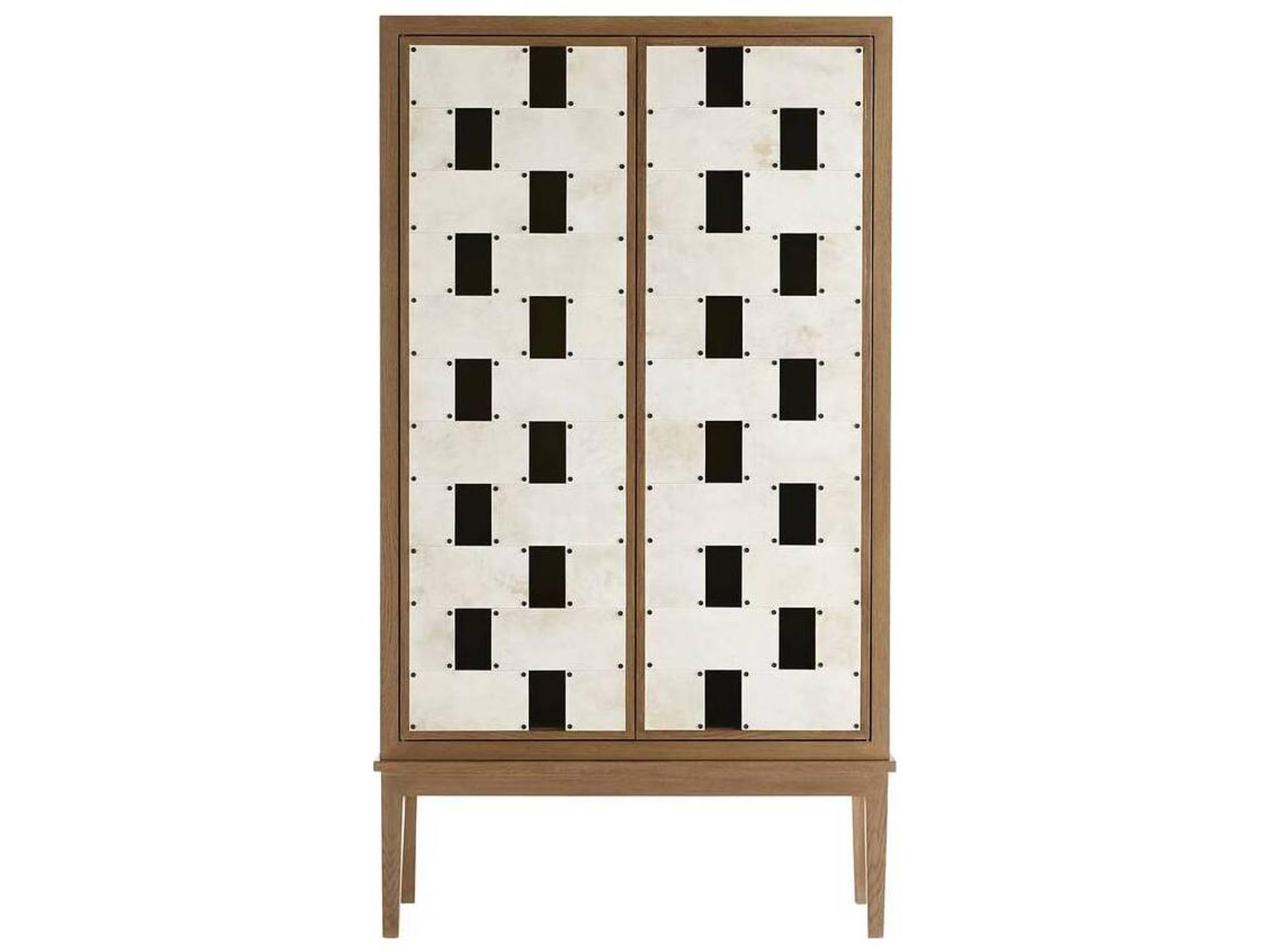 Salotto Oak Wood Golden Bar Cabinet