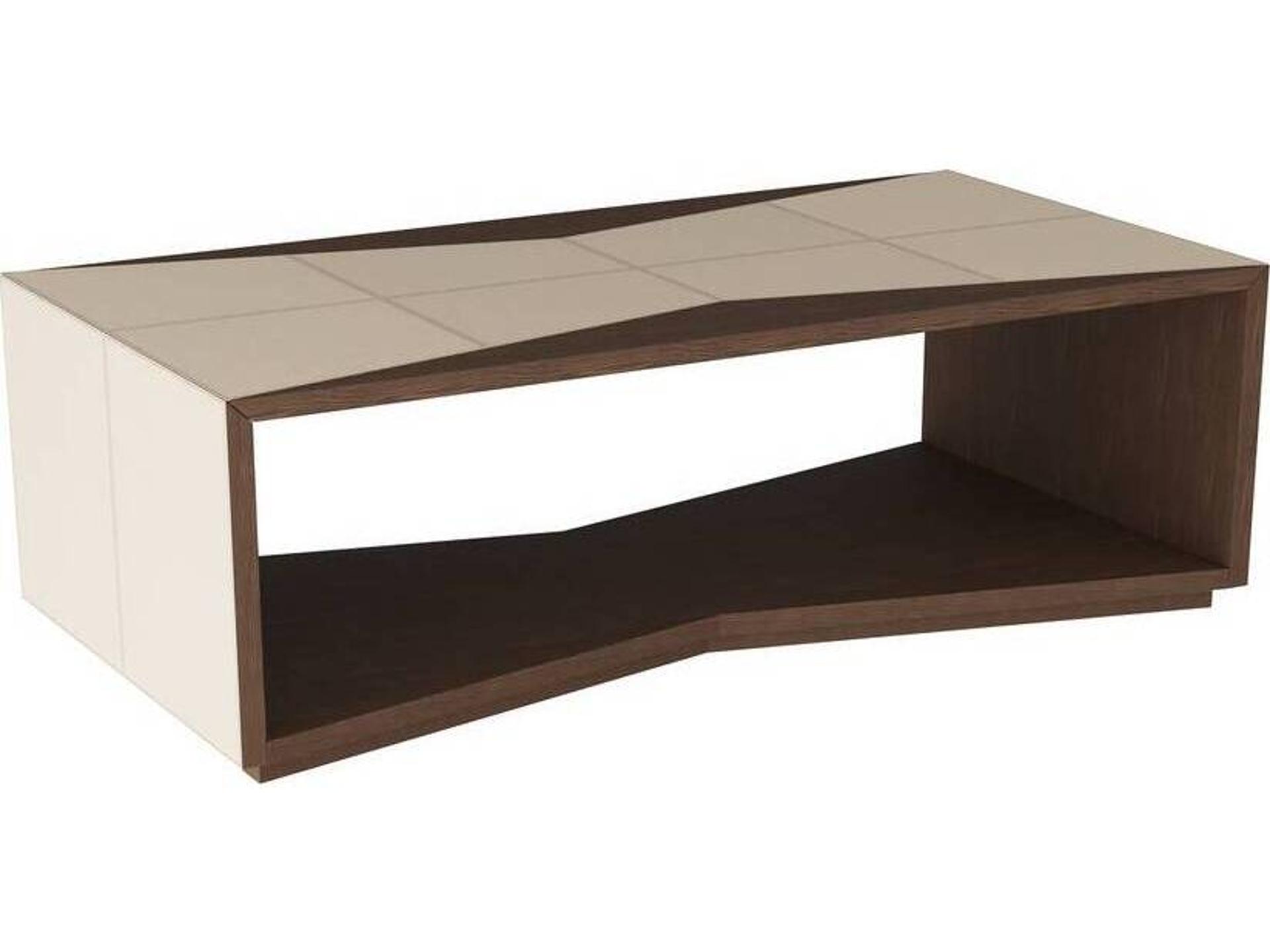 Yuki Rectangle Cocktail Table in Sable Finished Oak and Leather