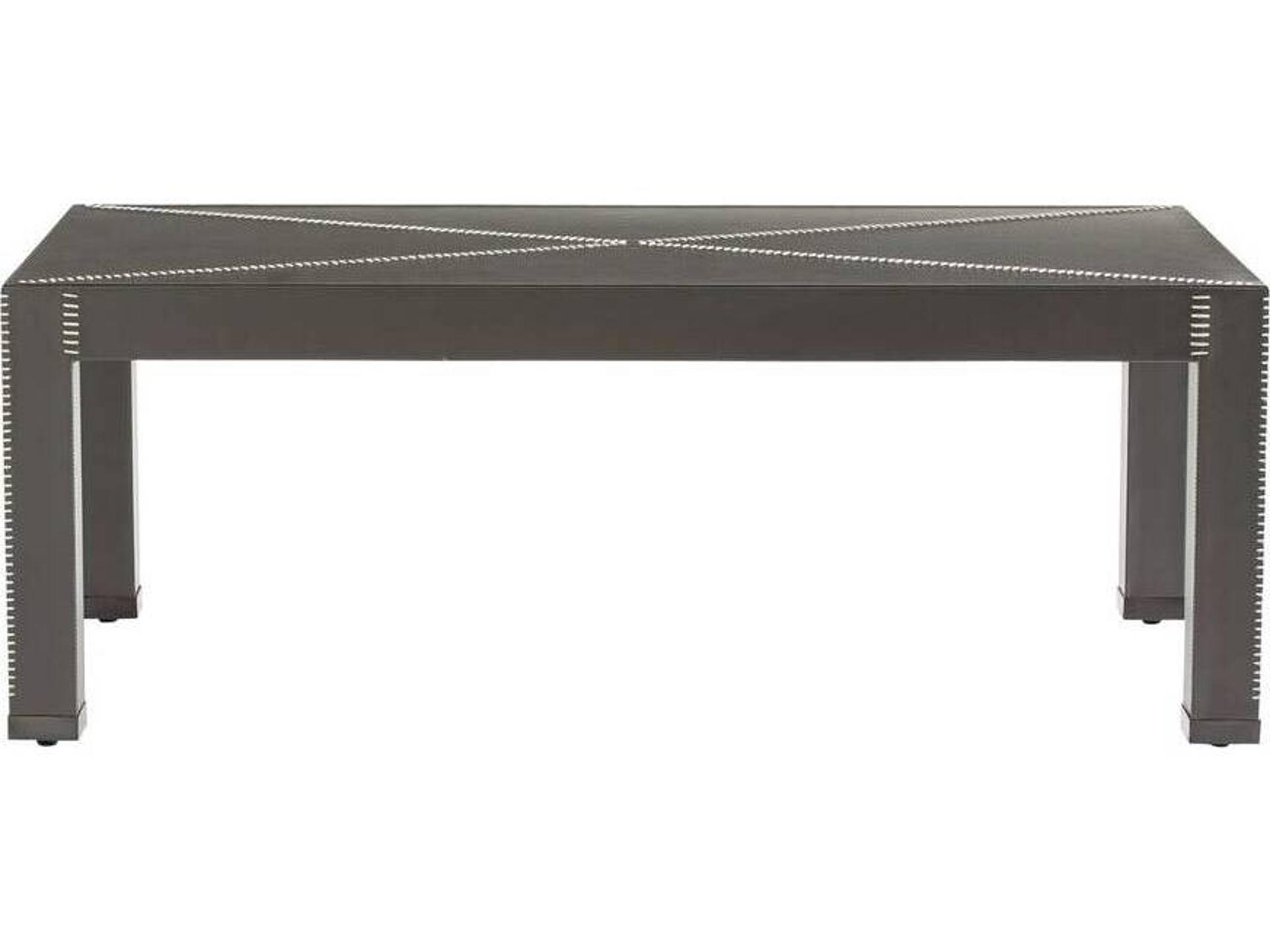 Rectangular Leather Dim Gray Blackened Bronze Hidalgo Coffee Table