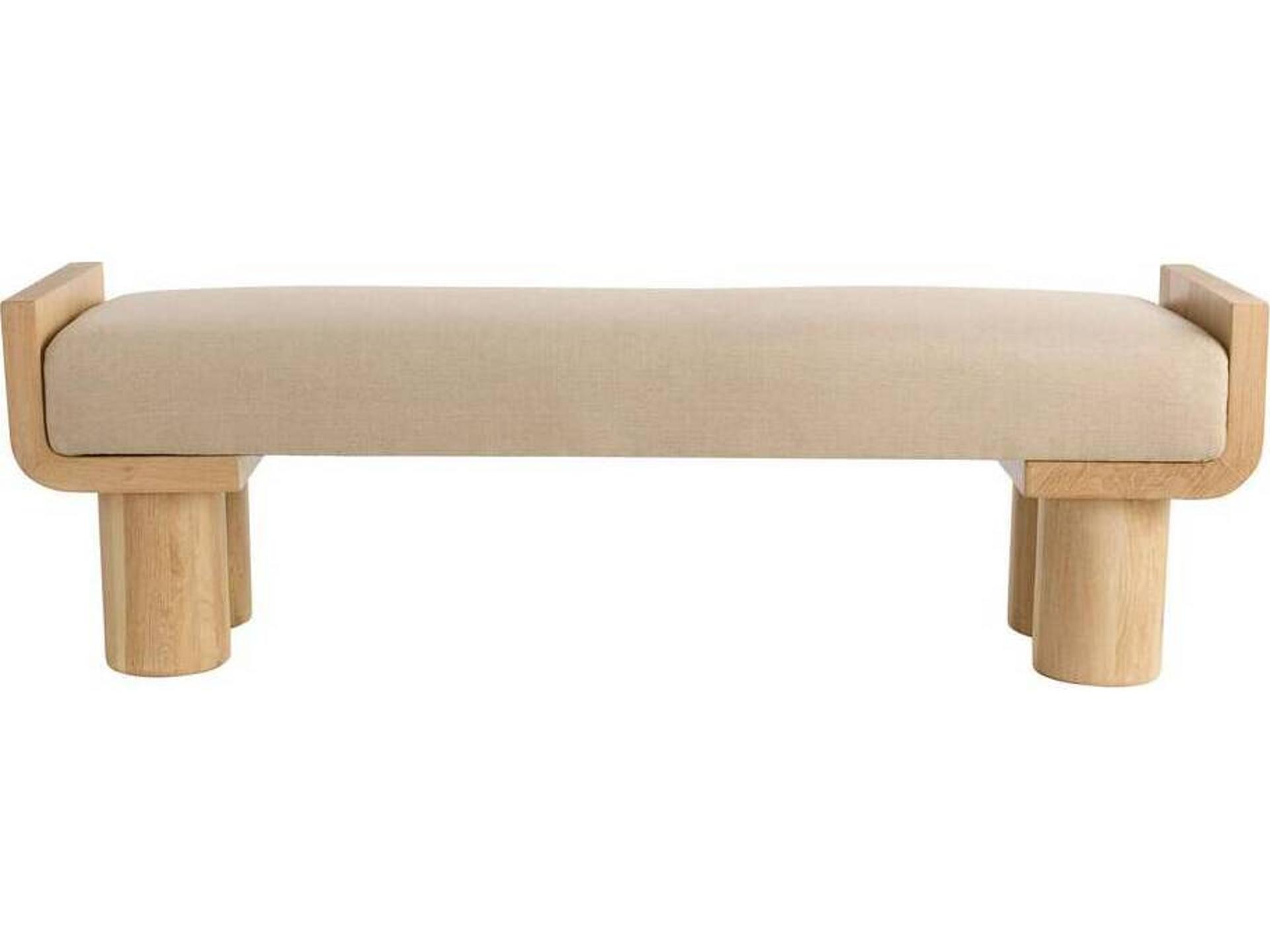 Wesley Bench Natural Linen Upholstered