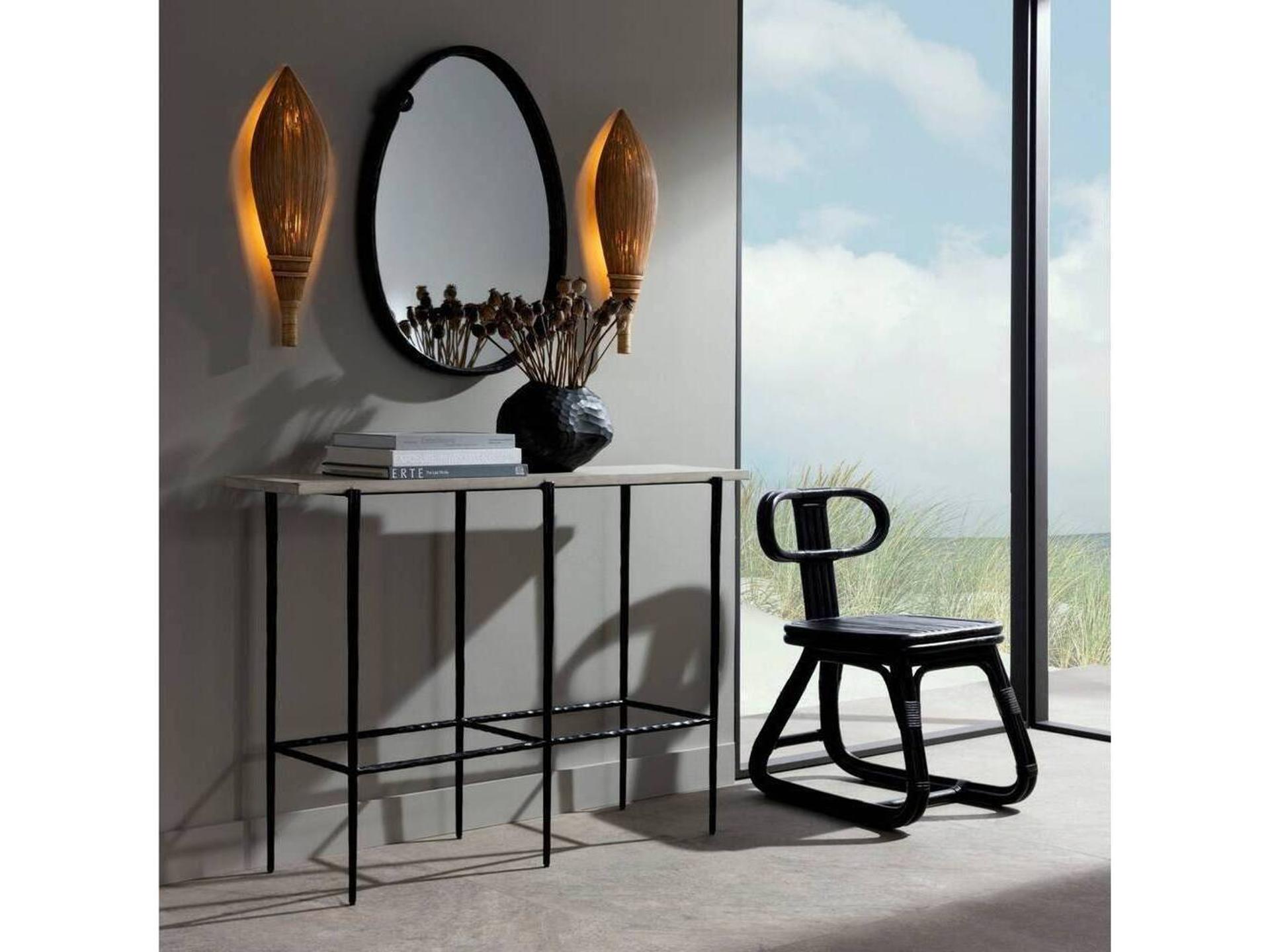 Rectangular Wood Smoke Console Table
