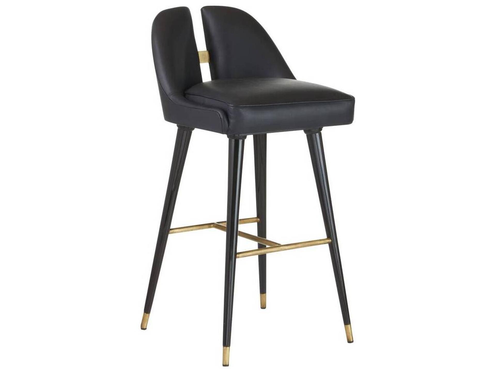 Arteriors Home Crowley Black Ebony Leather Bar Stool