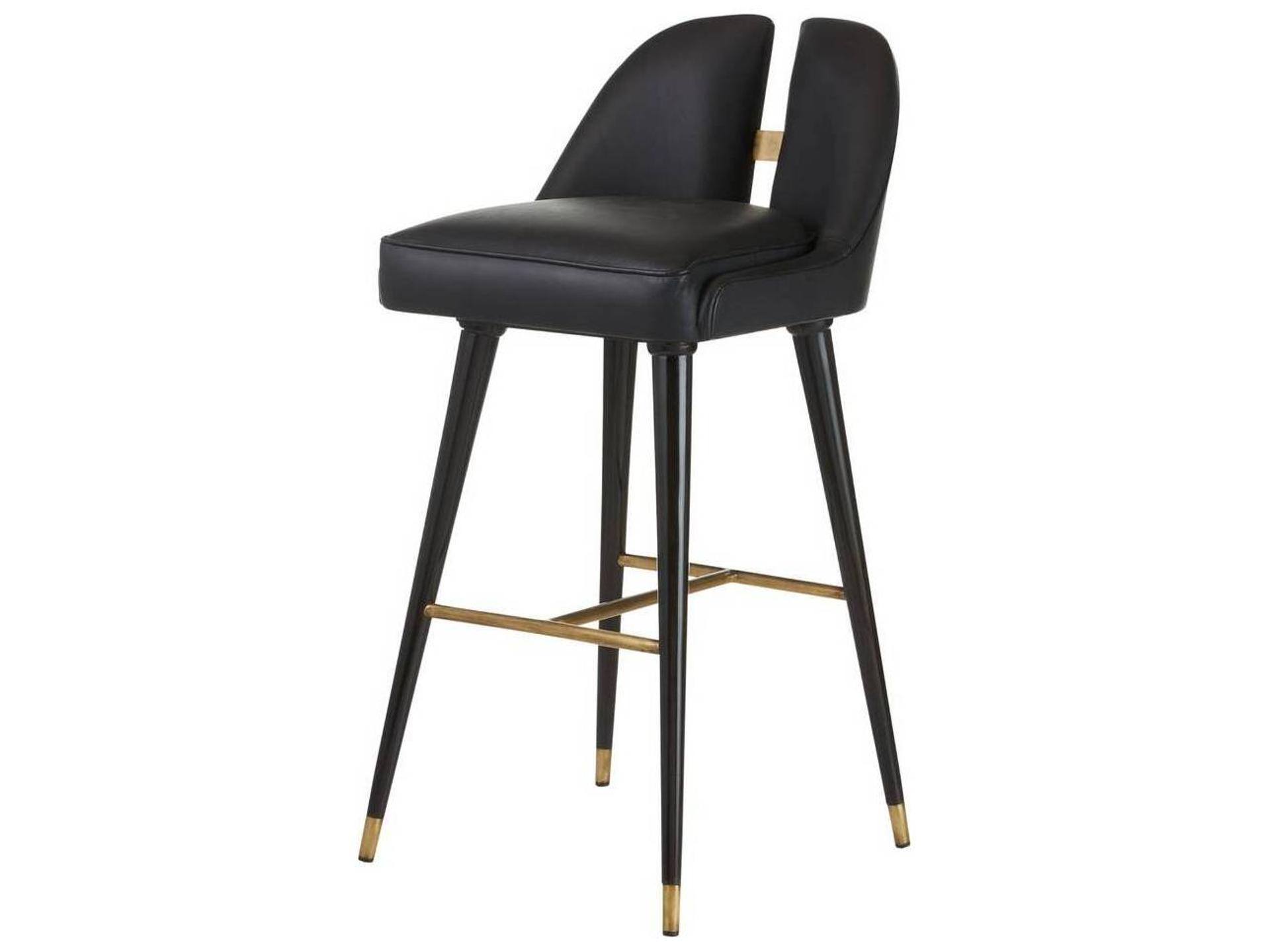 Arteriors Home Crowley Black Ebony Leather Bar Stool