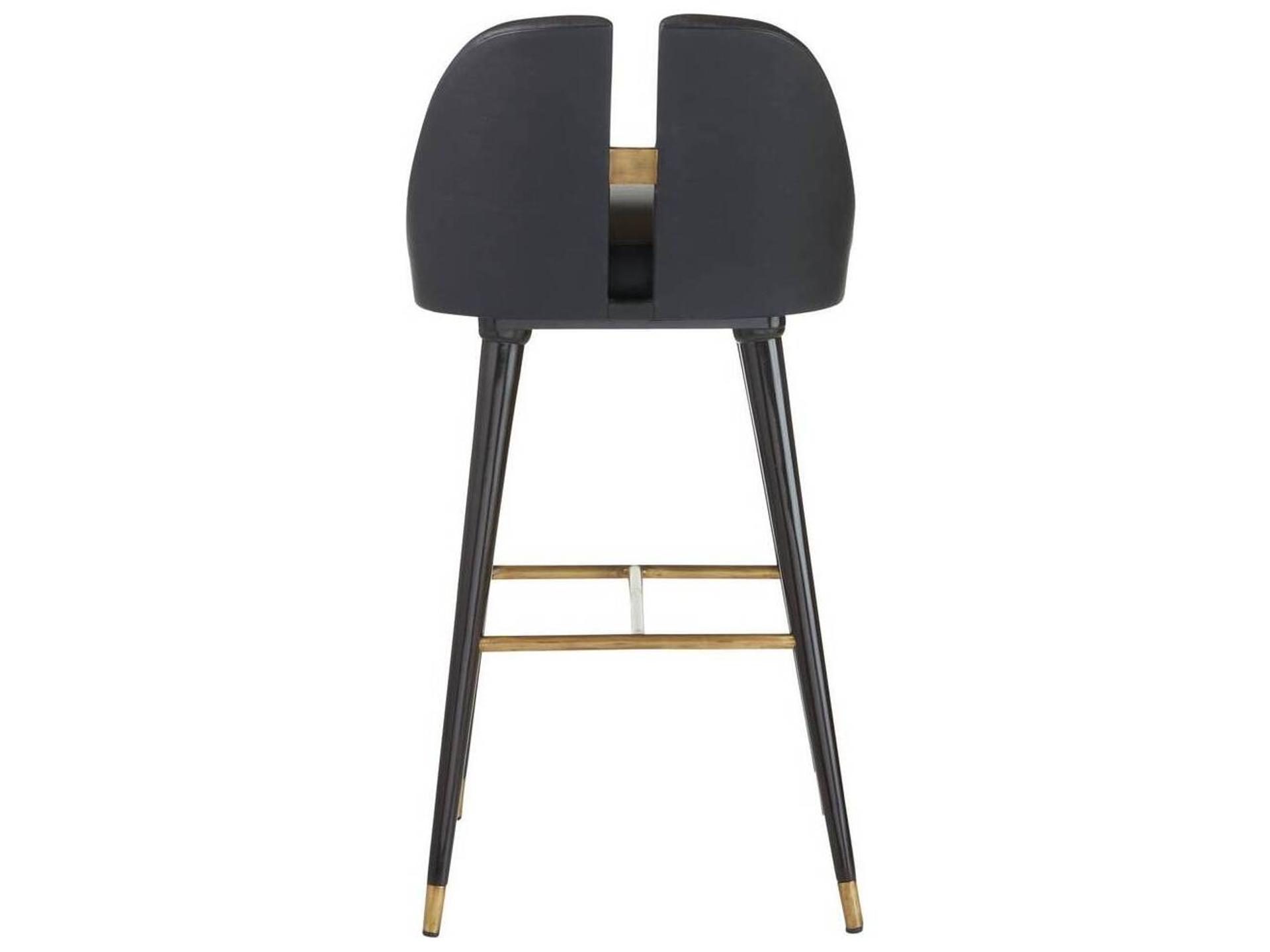 Arteriors Home Crowley Black Ebony Leather Bar Stool
