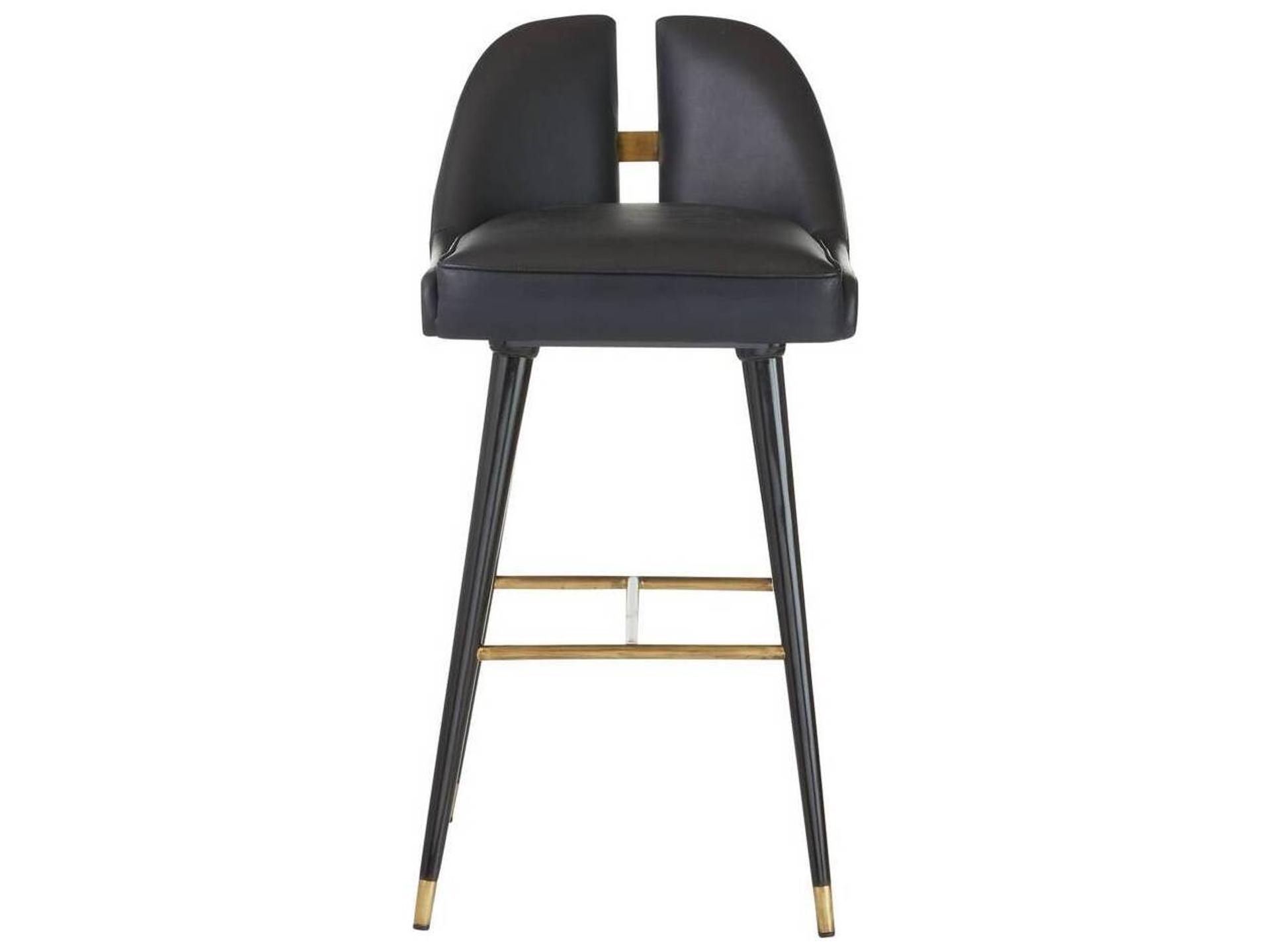 Arteriors Home Crowley Black Ebony Leather Bar Stool