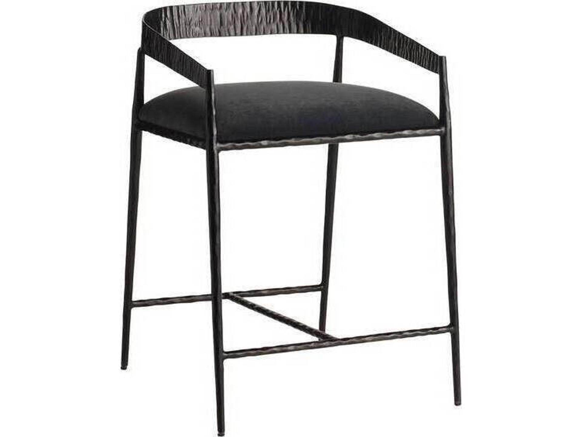 Ansel Performance Velvet Counter Stool in Midnight Grey