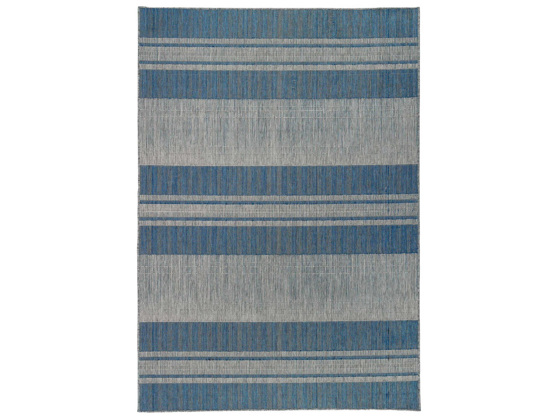 Maryland Blue Ivory Striped Indoor Outdoor Area Rug