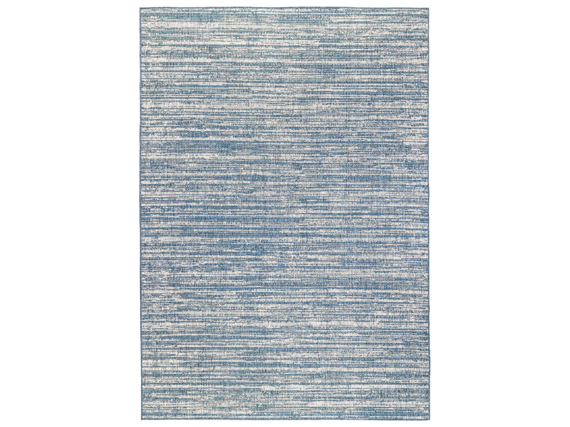 Maryland Striped Polypropylene Indoor Outdoor Area Rug in Blue