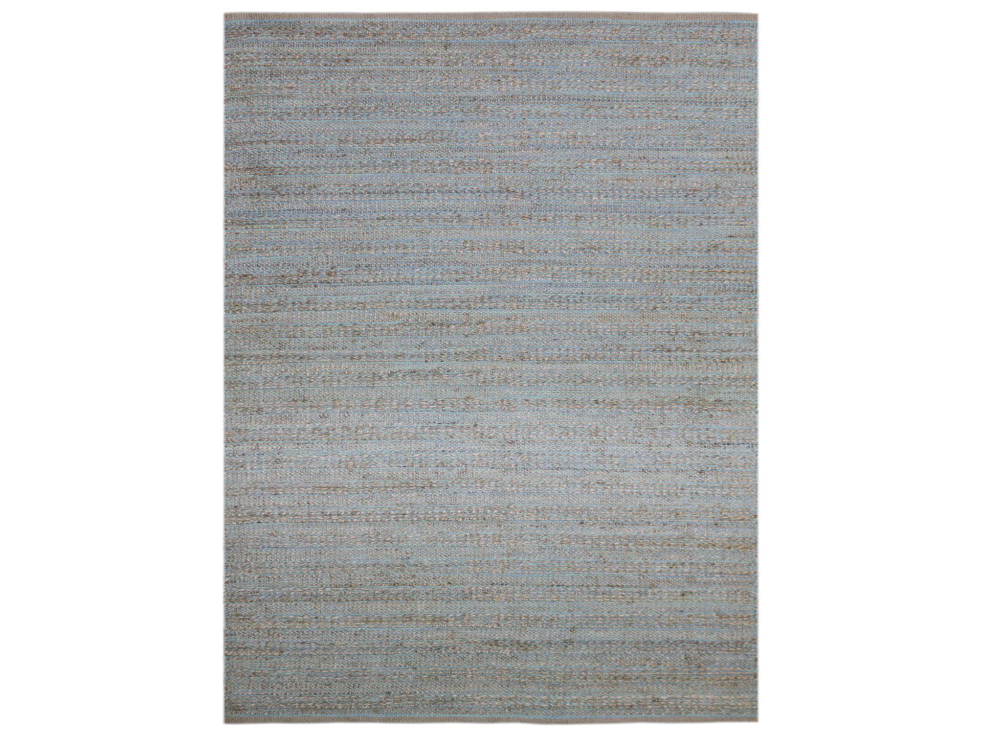 Naturals Aqua Striped Flat-Weave Area Rug