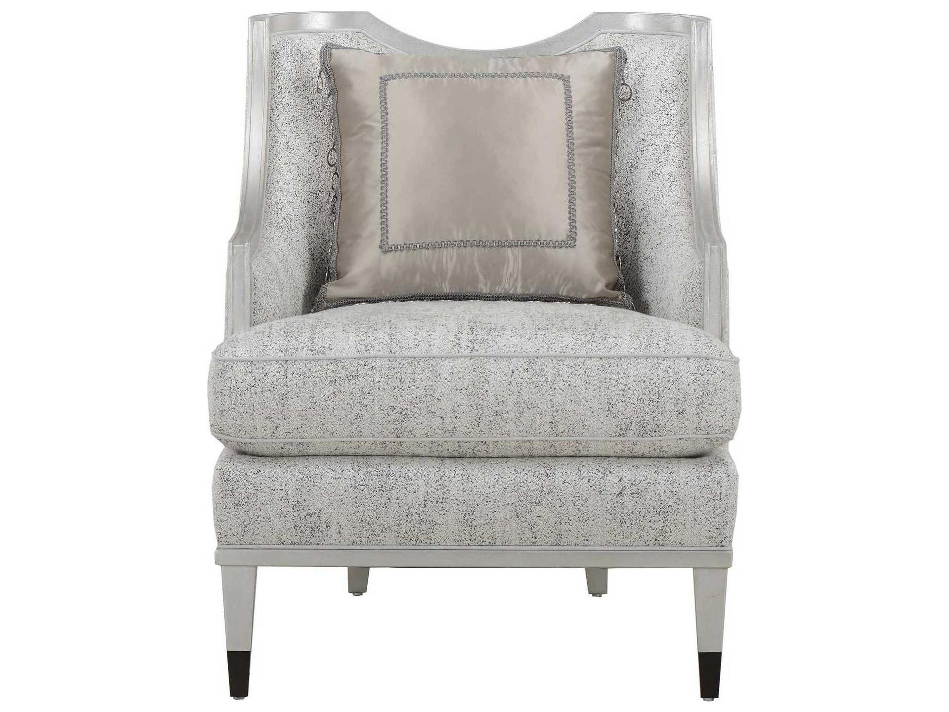 Harper Bezel Transitional Accent Chair in Silver Fabric