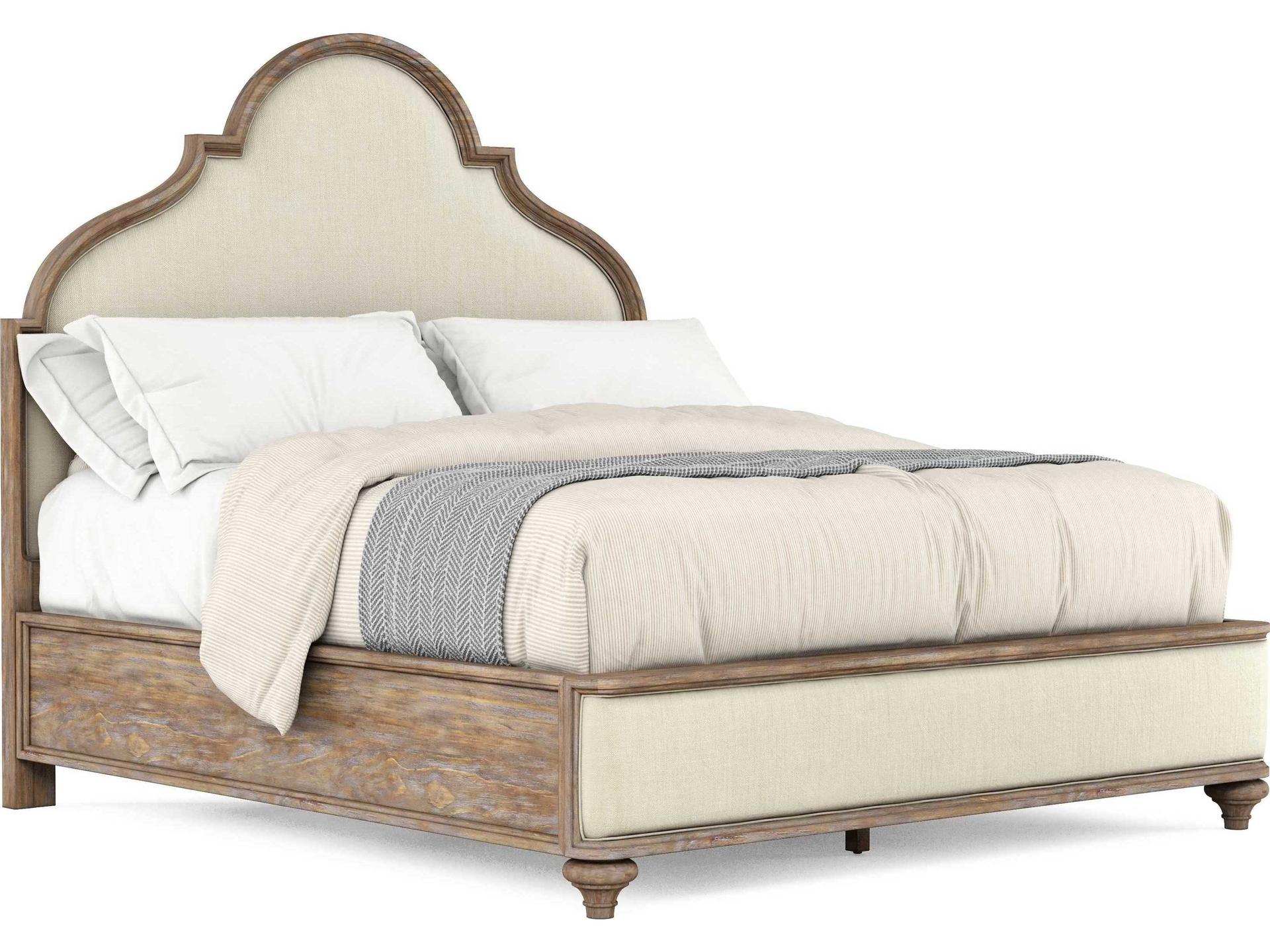 Architrave King Upholstered Panel Bed in Almond Finish