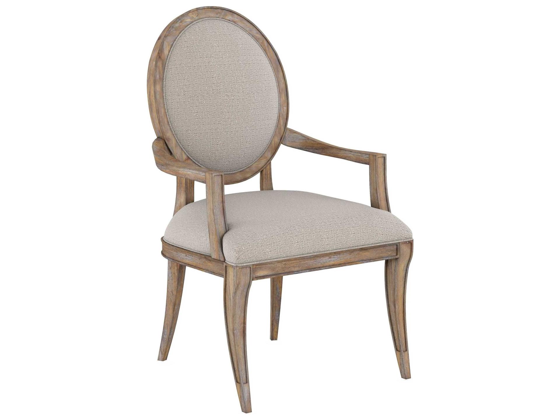 Architrave Upholstered Oval Dining Armchair in Almond