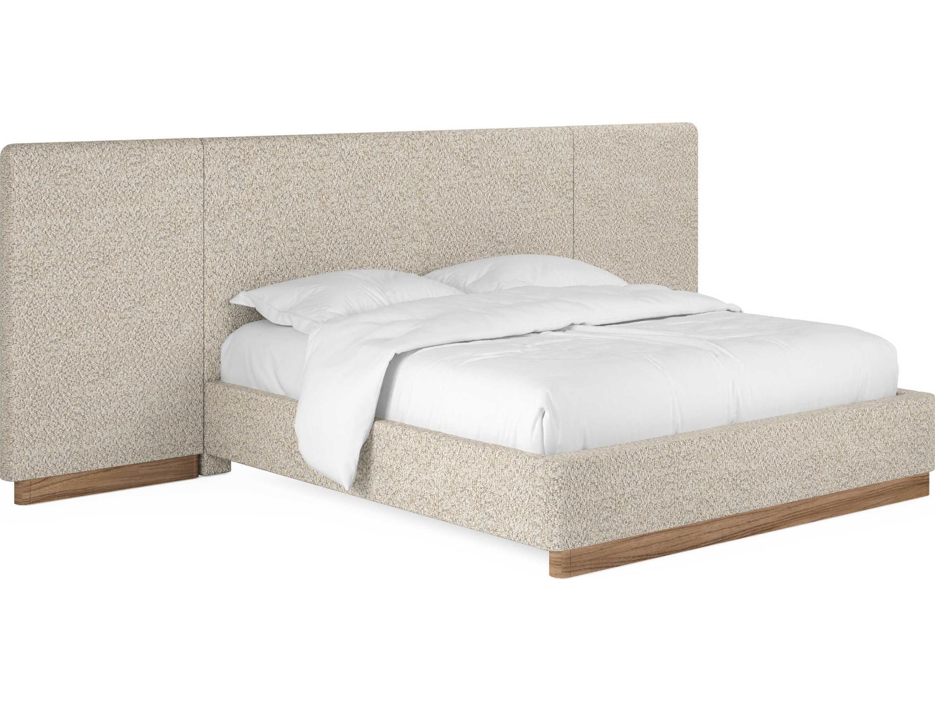 Portico King Upholstered Panel Bed with Sienna Wood Base