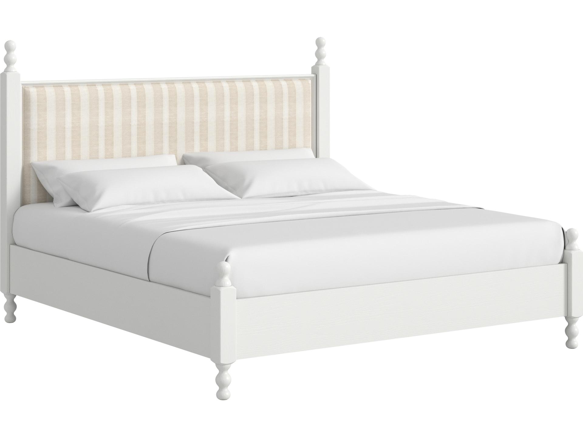 Haven King Upholstered Finial Bed in Warm White