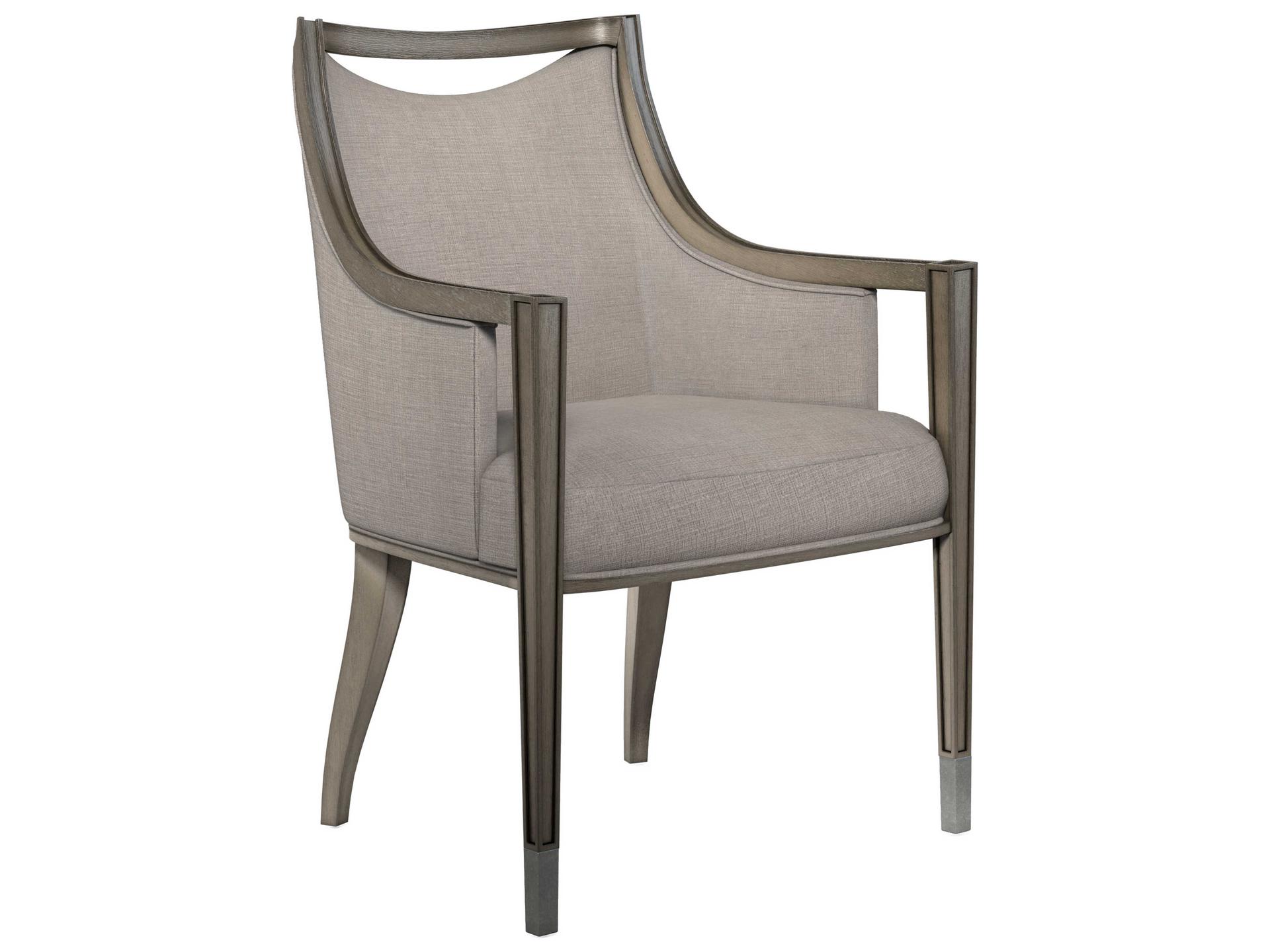 Cove Rubberwood Gray Upholstered Arm Dining Chair
