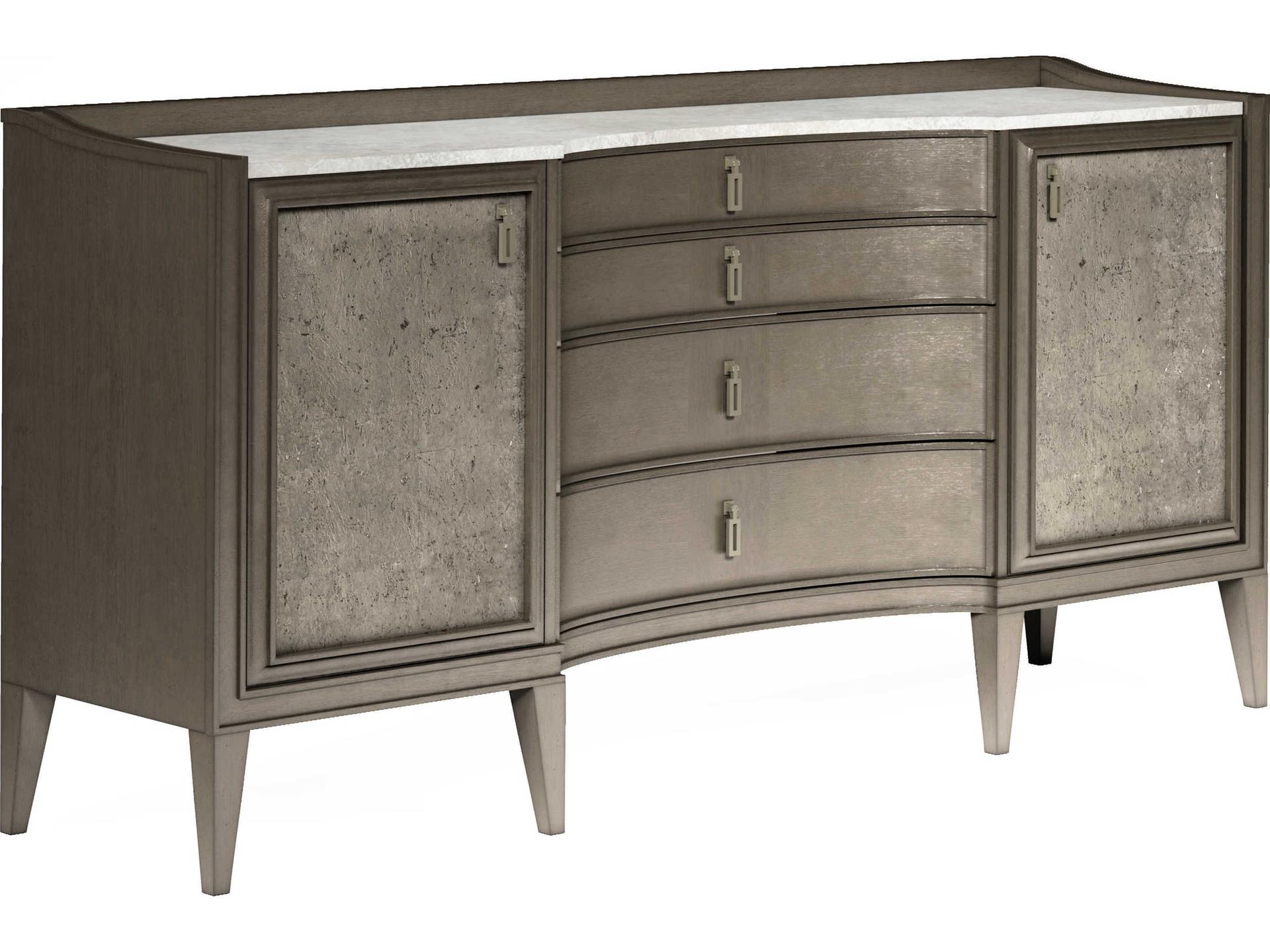 Cove 78-Inch Credenza with Marble Top in Mica Finish